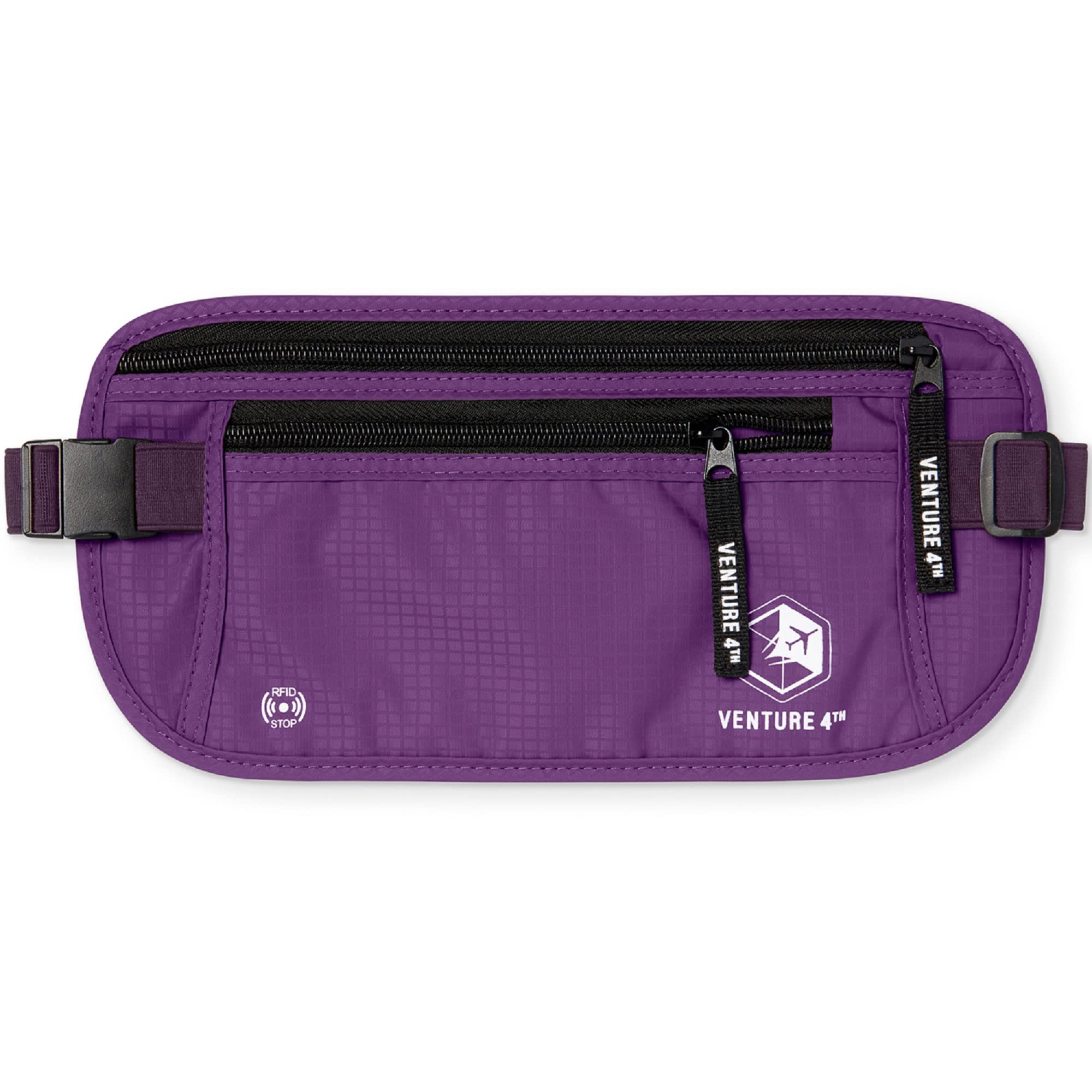 VENTURE 4TH Money Belt for Travel – Hidden Under-Clothes RFID Blocking Passport Holder & Slim Travel Wallet Pouch for Men & Women to Protect Cash, Cards & Documents (Gray)