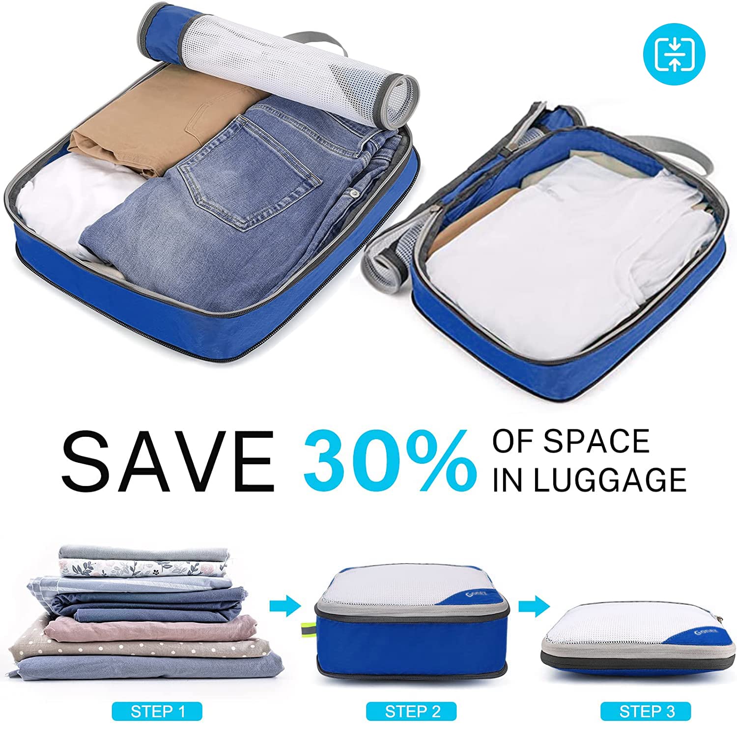Compression Packing Cubes, Gonex Extensible Storage Mesh Bags Organizers