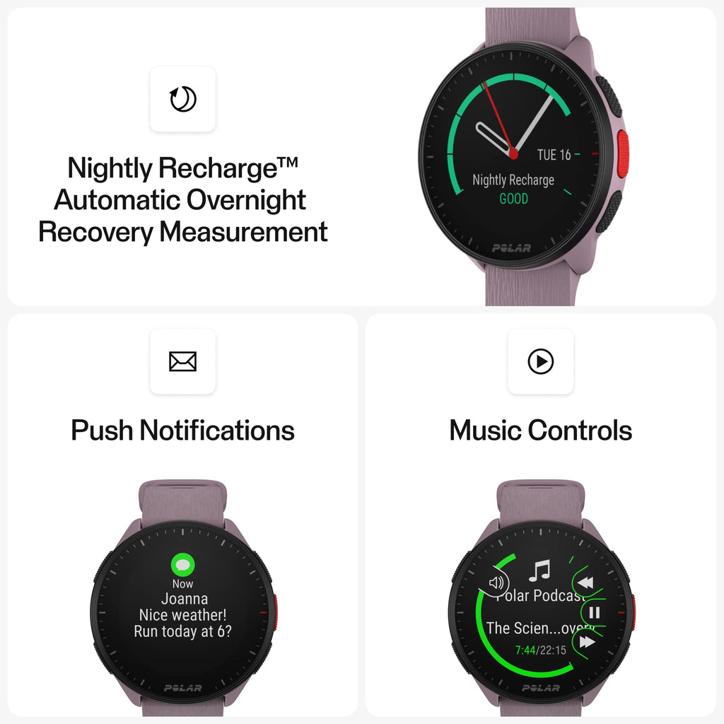 POLAR Pacer Pro Advanced Ultra-Light GPS Fitness Tracker Smartwatch for Runners with Training Program & Recovery Tools; S-L, for Men or Women, White-Red