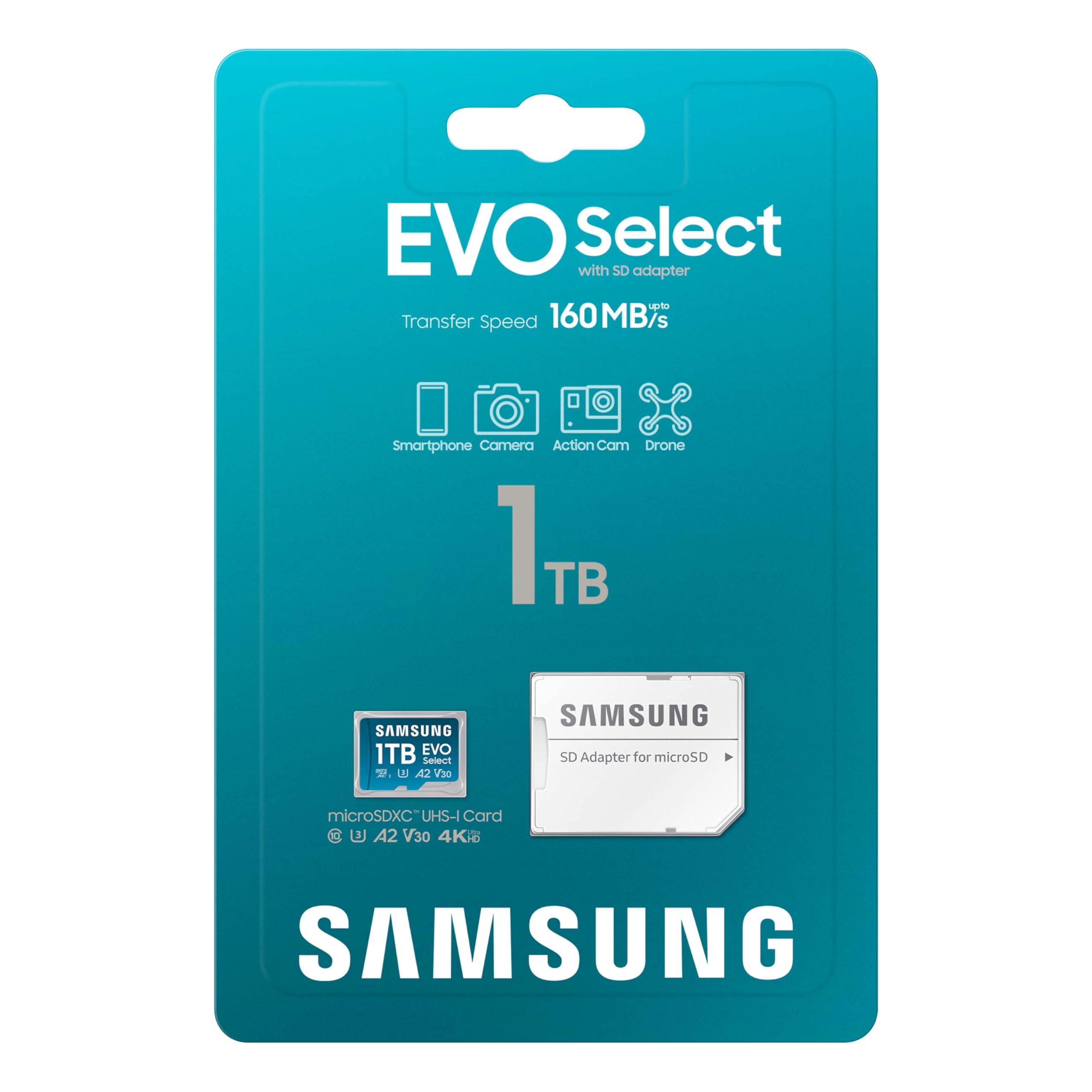 SAMSUNG EVO Select Micro SD-Memory-Card + Adapter, 128GB microSDXC 130MB/s Full HD & 4K UHD, UHS-I, U3, A2, V30, Expanded Storage for Android Smartphones, Tablets, Nintendo-Switch (MB-ME128KA/AM)