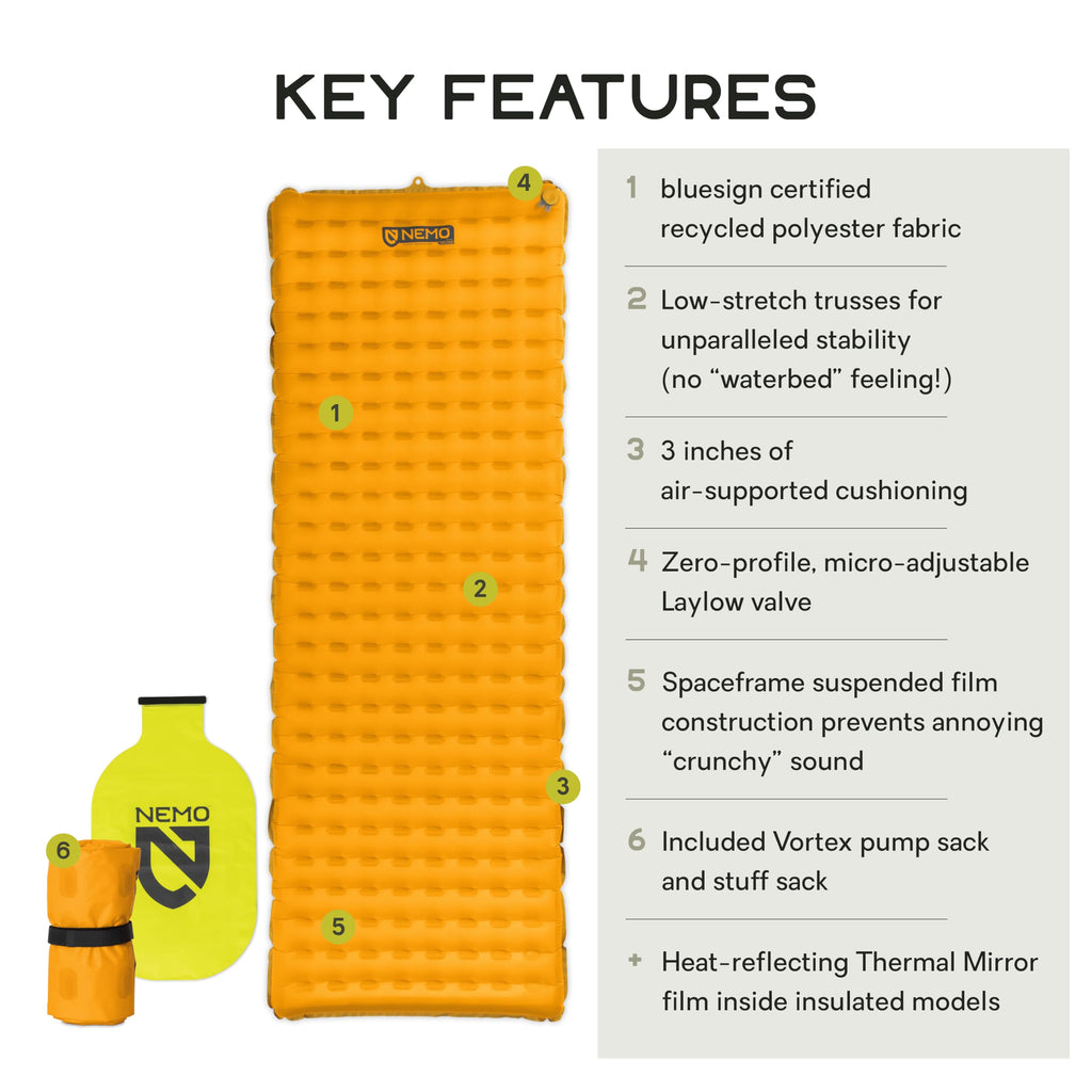 Nemo Tensor Ultralight Insulated Sleeping Pad (2022) | Insulated Camping Sleeping Pad with Quiet Support, Regular Wide