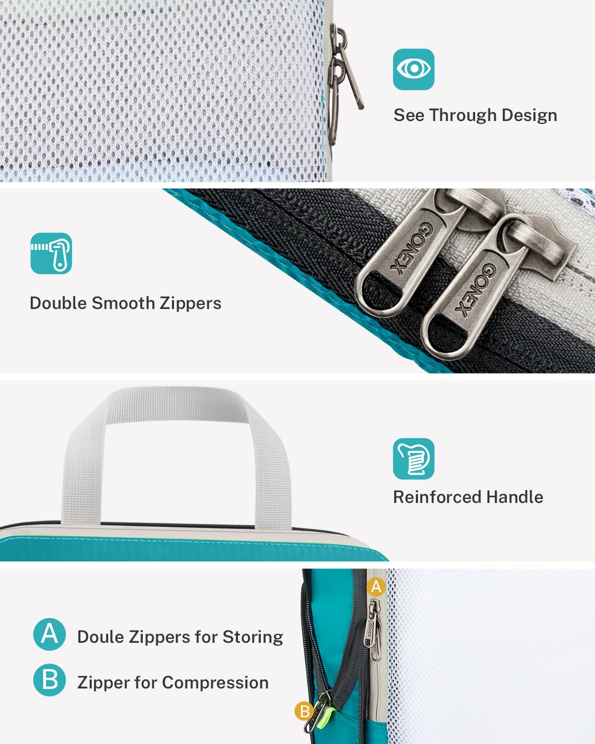 Compression Packing Cubes, Gonex Extensible Storage Mesh Bags Organizers