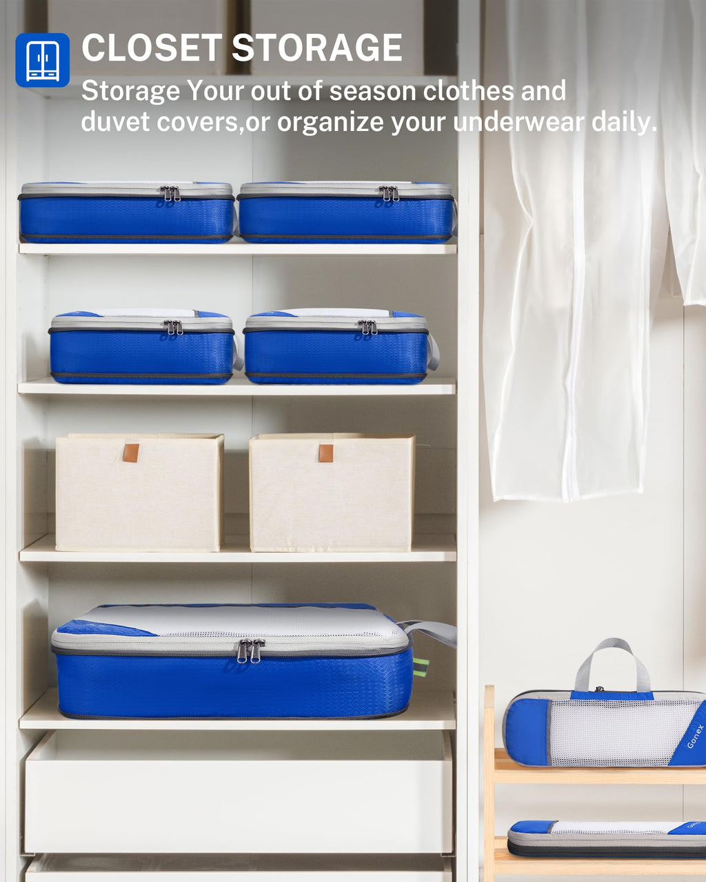 Compression Packing Cubes, Gonex Extensible Storage Mesh Bags Organizers