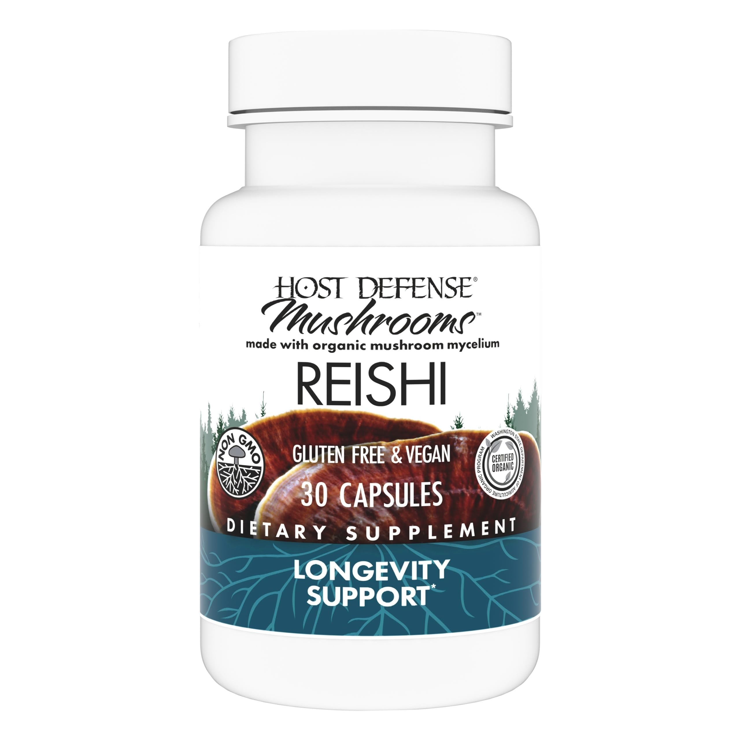 Host Defense Reishi Capsules - Heart & Immune Health Support Supplement - Mushroom Supplement to Support Energy & Vitality - Reishi Supplement to Aid Overall Well-Being - 120 Capsules
