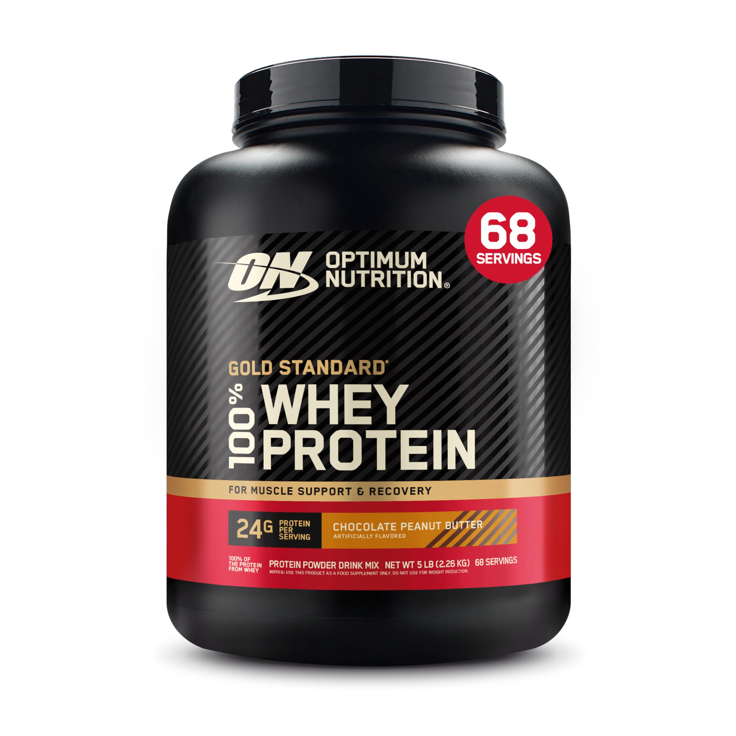 Optimum Nutrition Gold Standard 100% Whey Protein Powder, Double Rich Chocolate, 5 Pound (Packaging May Vary)