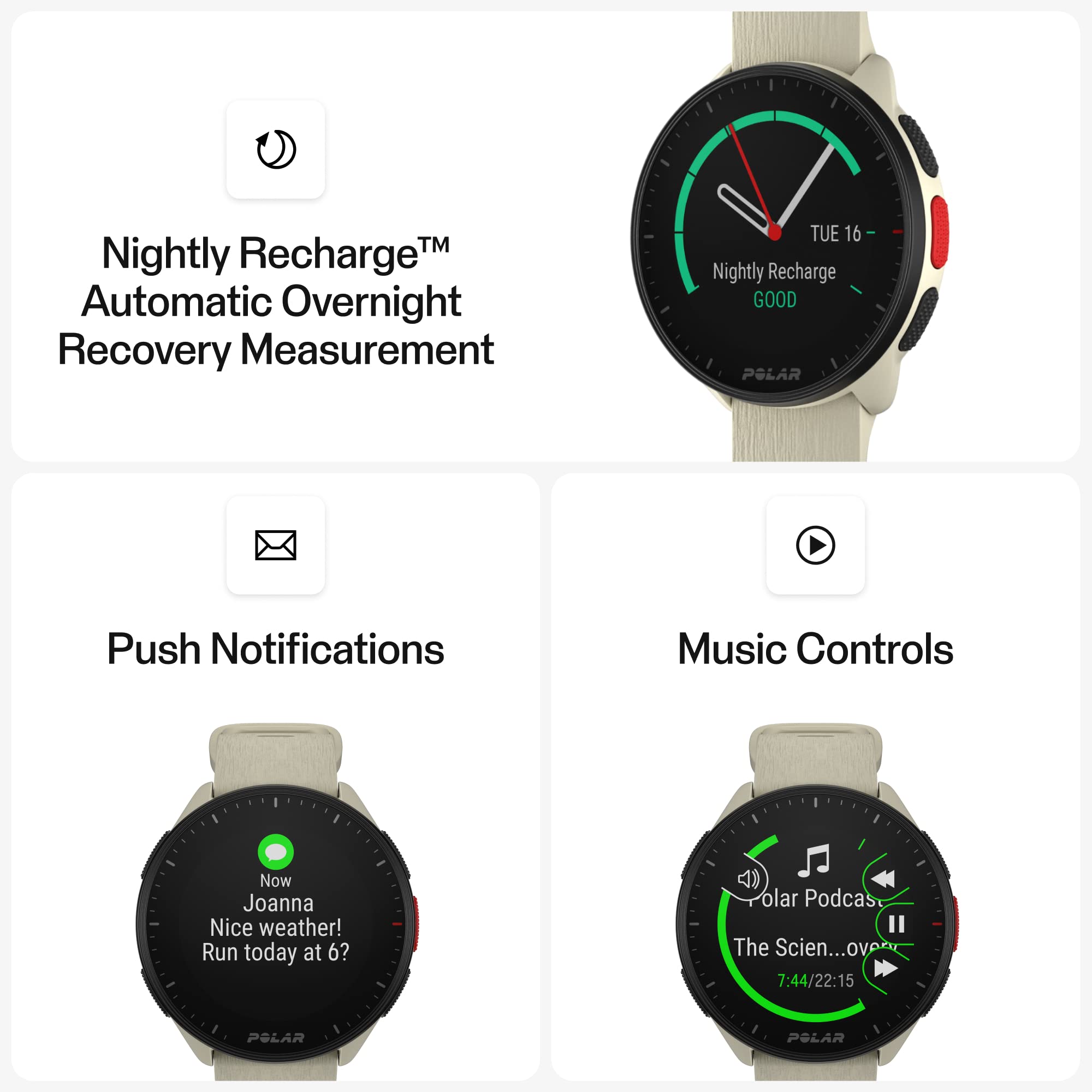 POLAR Pacer Pro Advanced Ultra-Light GPS Fitness Tracker Smartwatch for Runners with Training Program & Recovery Tools; S-L, for Men or Women, White-Red