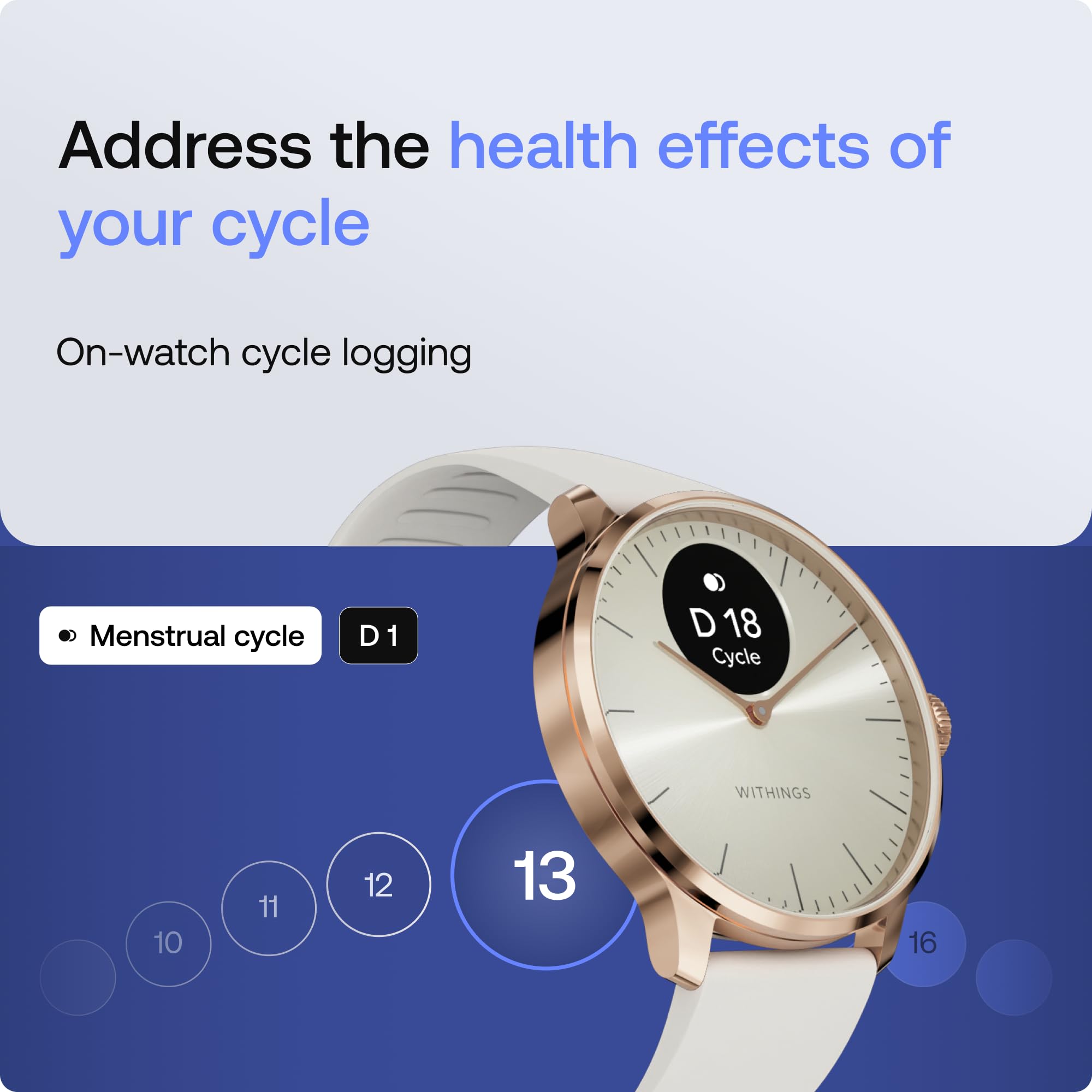 Withings ScanWatch Light - Hybrid Smart Watch, Heart Rate Monitoring, Fitness Tracker, Cycle Tracker, Sleep Monitoring