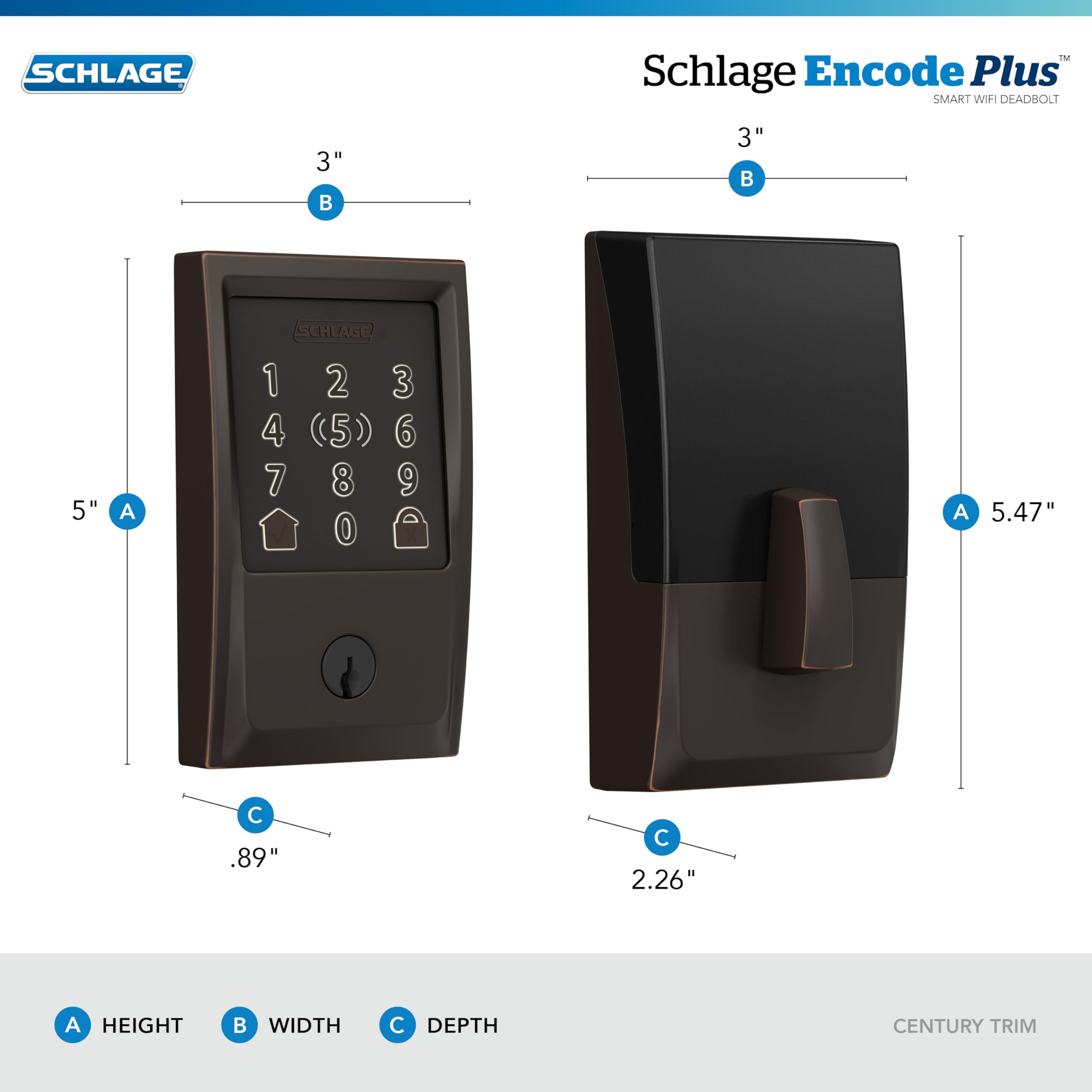 Schlage Encode Plus Smart Wi-Fi Lock for Front Door, Keyless Entry Deadbolt, Unlock with Apple Watch, Built-in WiFi and App Control, Easy Install, Alexa & Apple HomeKit Compatible, Satin Nickel
