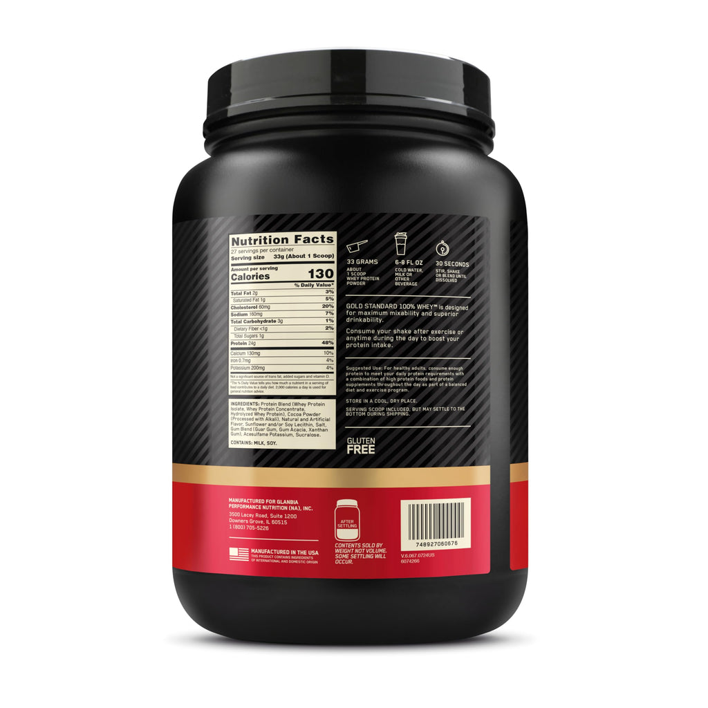 Optimum Nutrition Gold Standard 100% Whey Protein Powder, Double Rich Chocolate, 5 Pound (Packaging May Vary)