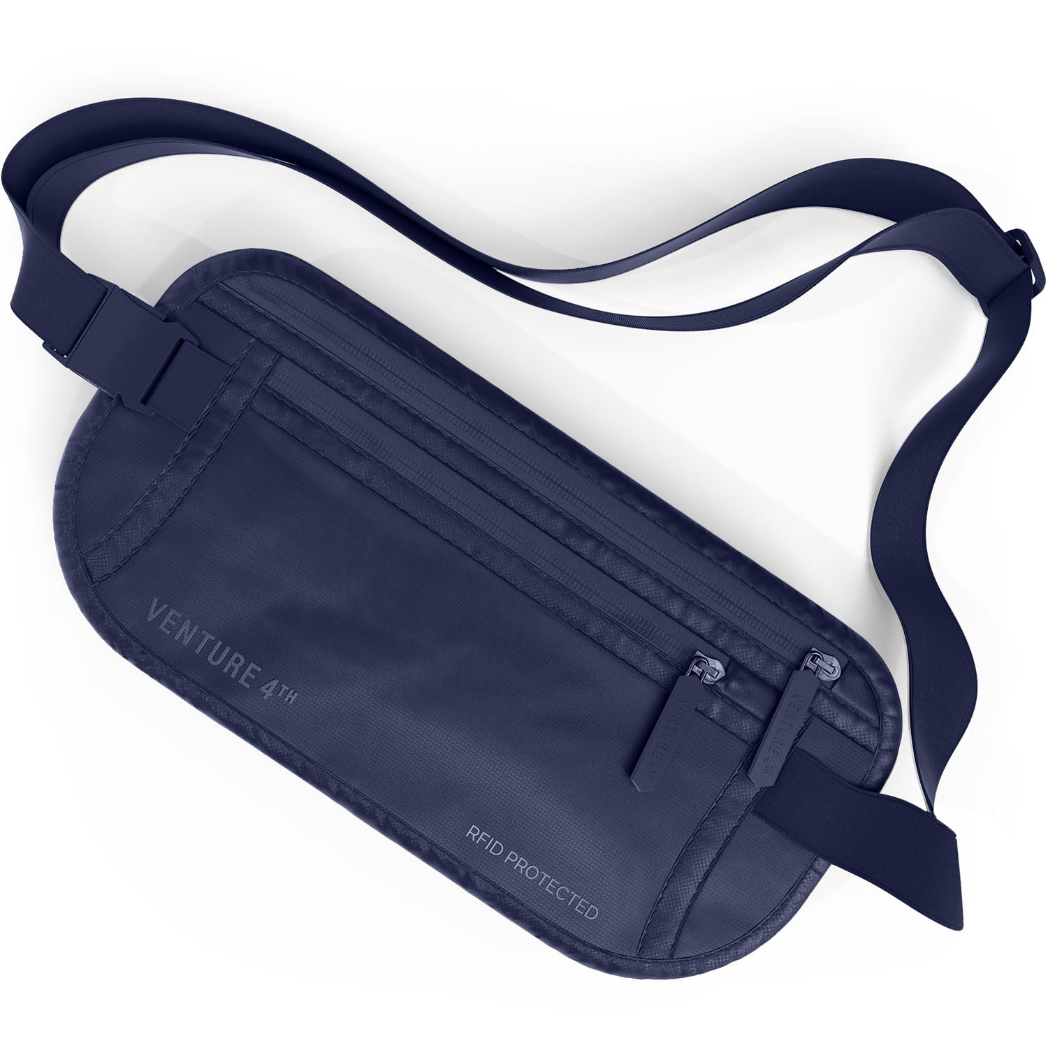 VENTURE 4TH Money Belt for Travel – Hidden Under-Clothes RFID Blocking Passport Holder & Slim Travel Wallet Pouch for Men & Women to Protect Cash, Cards & Documents (Gray)