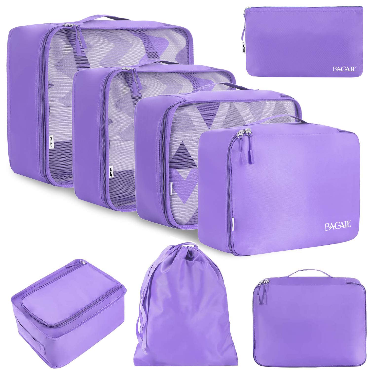 BAGAIL 8 Set Packing Cubes Luggage Packing Organizers for Travel Accessories-Cream