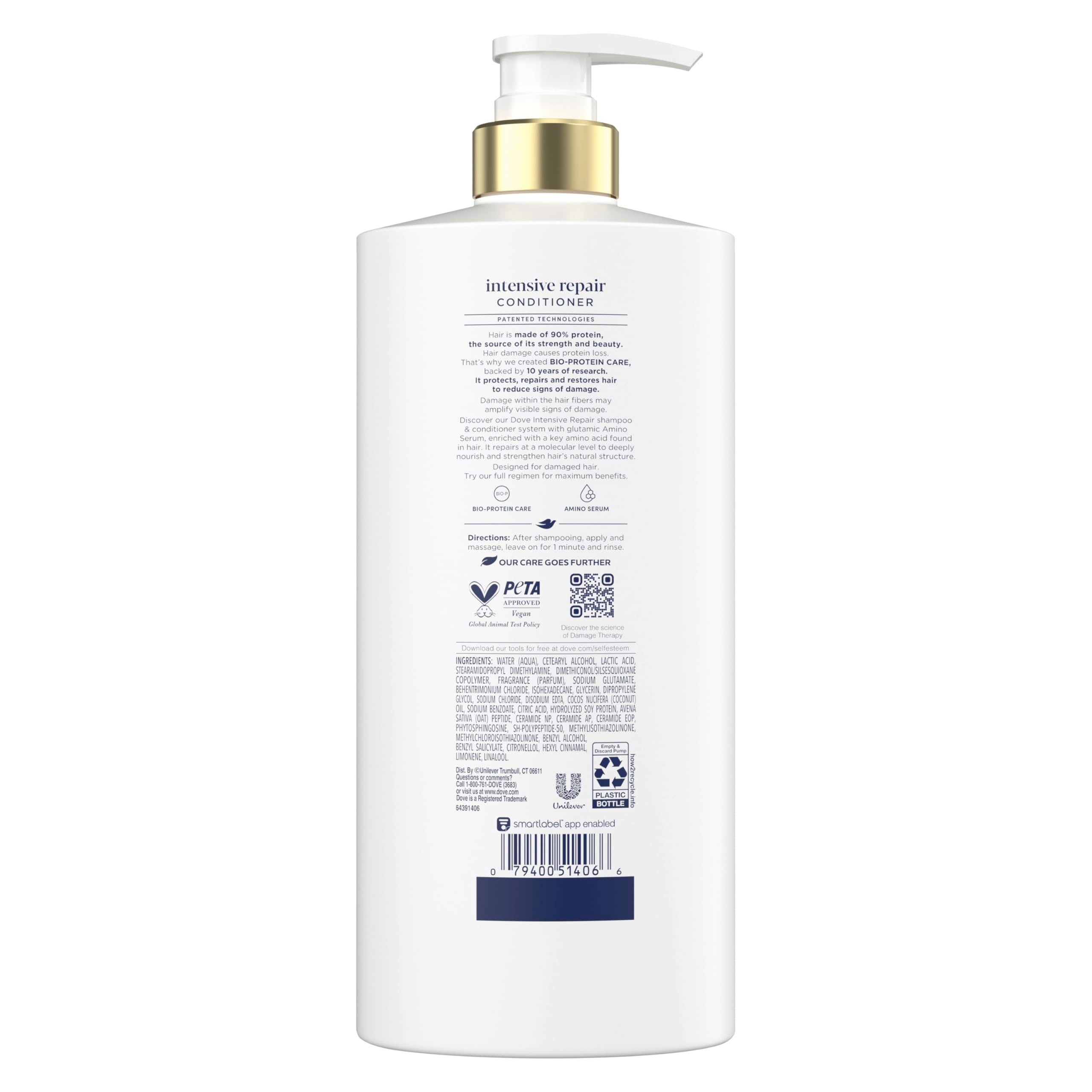 Dove Conditioner Intensive Repair 4 count for Damaged Hair Bio-Protein Care Technology and Amino Serum 12 oz