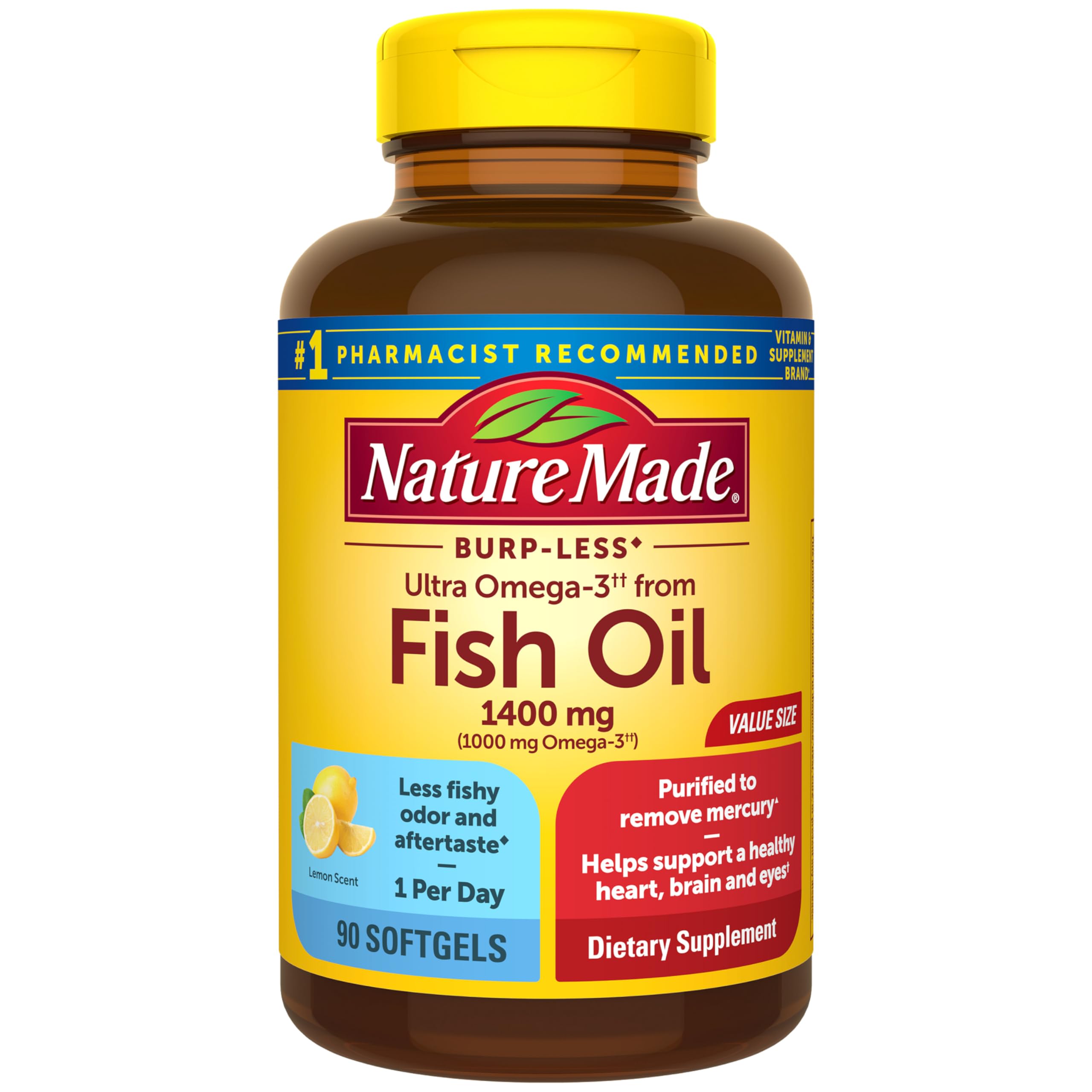 Nature Made Fish Oil Omega 3 Supplements, 1200 mg Softgels, Omega 3 Fish Oil for Healthy Heart Support, 230 Softgels, 115 Day Supply