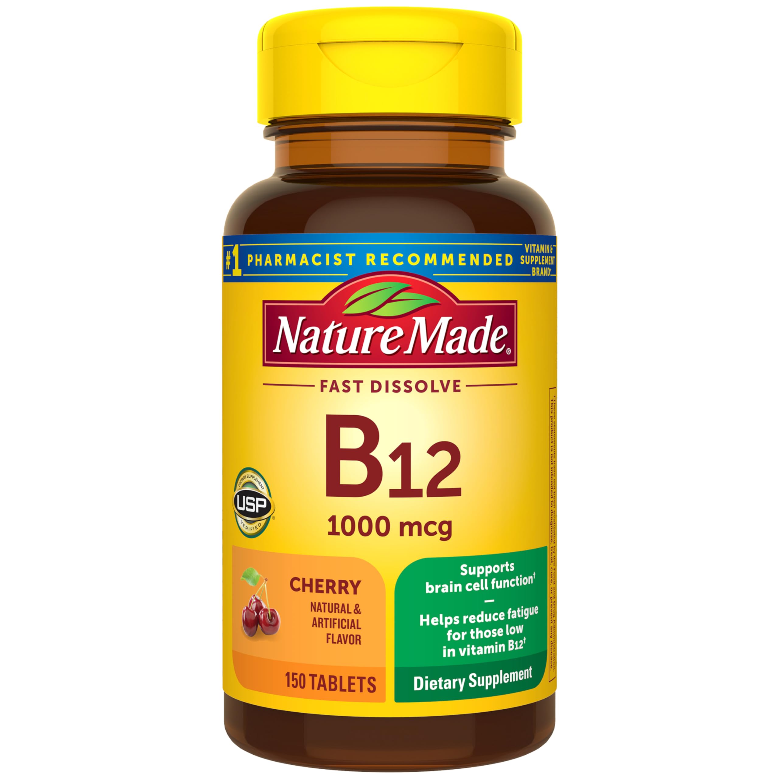 Nature Made Vitamin B12 1000 mcg, Easy to Take Vitamin B12 Sublingual Tablets for Energy Metabolism Support, 50 Sugar Free Fast Dissolve Tablets, 50 Day Supply