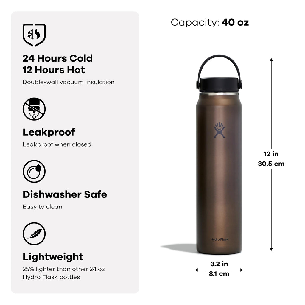 Hydro Flask 40 Oz Lightweight Trail Series Wide Flex Cap Serpentine- Hiking Water Bottle