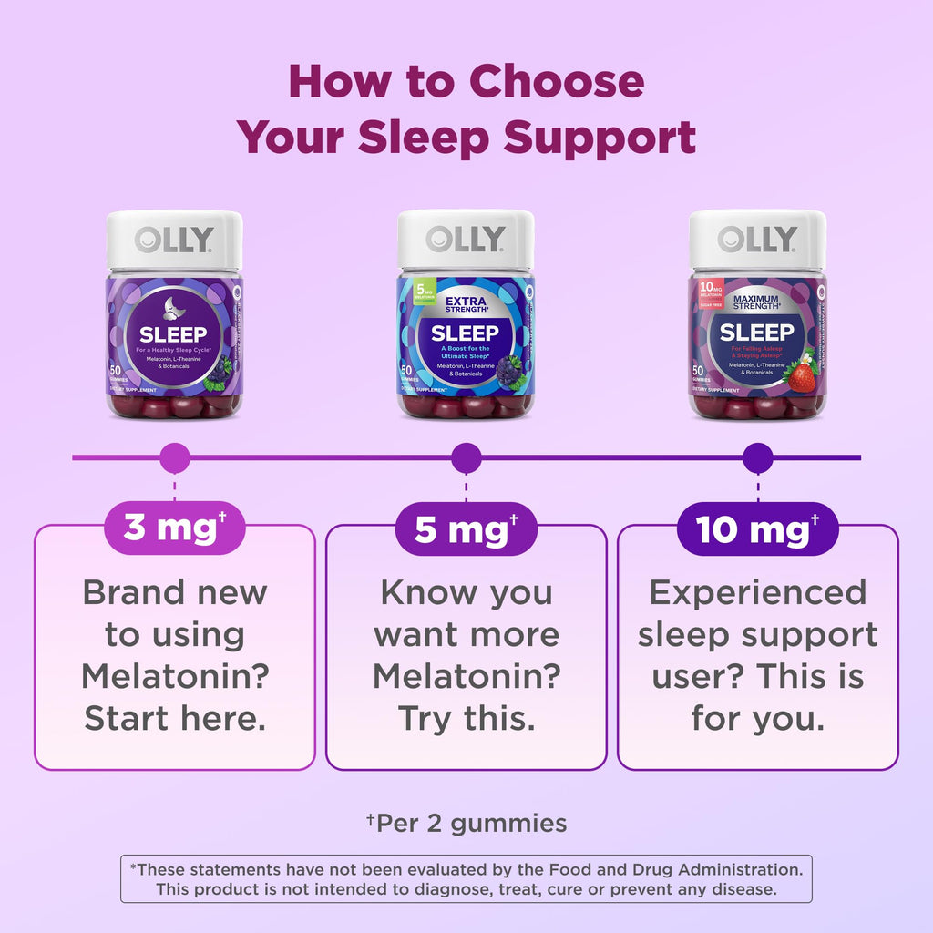 OLLY Restful Sleep Gummy Supplement with Melatonin & L-Theanine Chamomile, Blackberry Zen, 50 Gummies (25 Day Supply) Supports a Healthy Sleep Cycle* (Packaging May Vary)