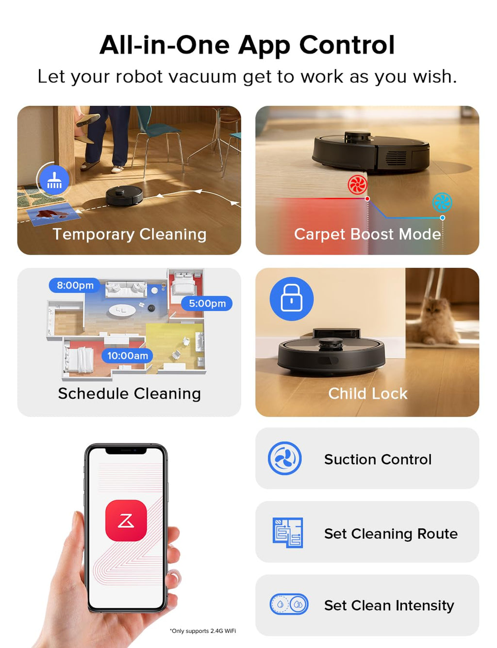 roborock Q5 Pro Robot Vacuum and Mop Combo, 5500Pa Powerful Suction, DuoRoller Brush, LiDAR Navigation, 3D Mapping, Robotic Cleaner for Dirt, Floors, Pet Hair, 240min Runtime, Smart No-Go Zone, Black