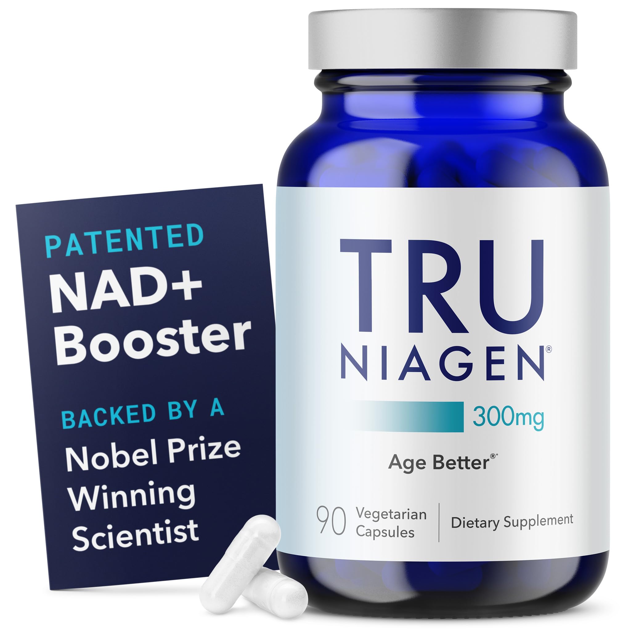 TRU NIAGEN Patented NAD Supplement for Brain Function, Anti Aging & Cell Regeneration, 300mg Niagen, 30 Servings | Supports Cellular Energy, Muscle | Nicotinamide Riboside (NR) Take 1 Daily | 1 Bottle