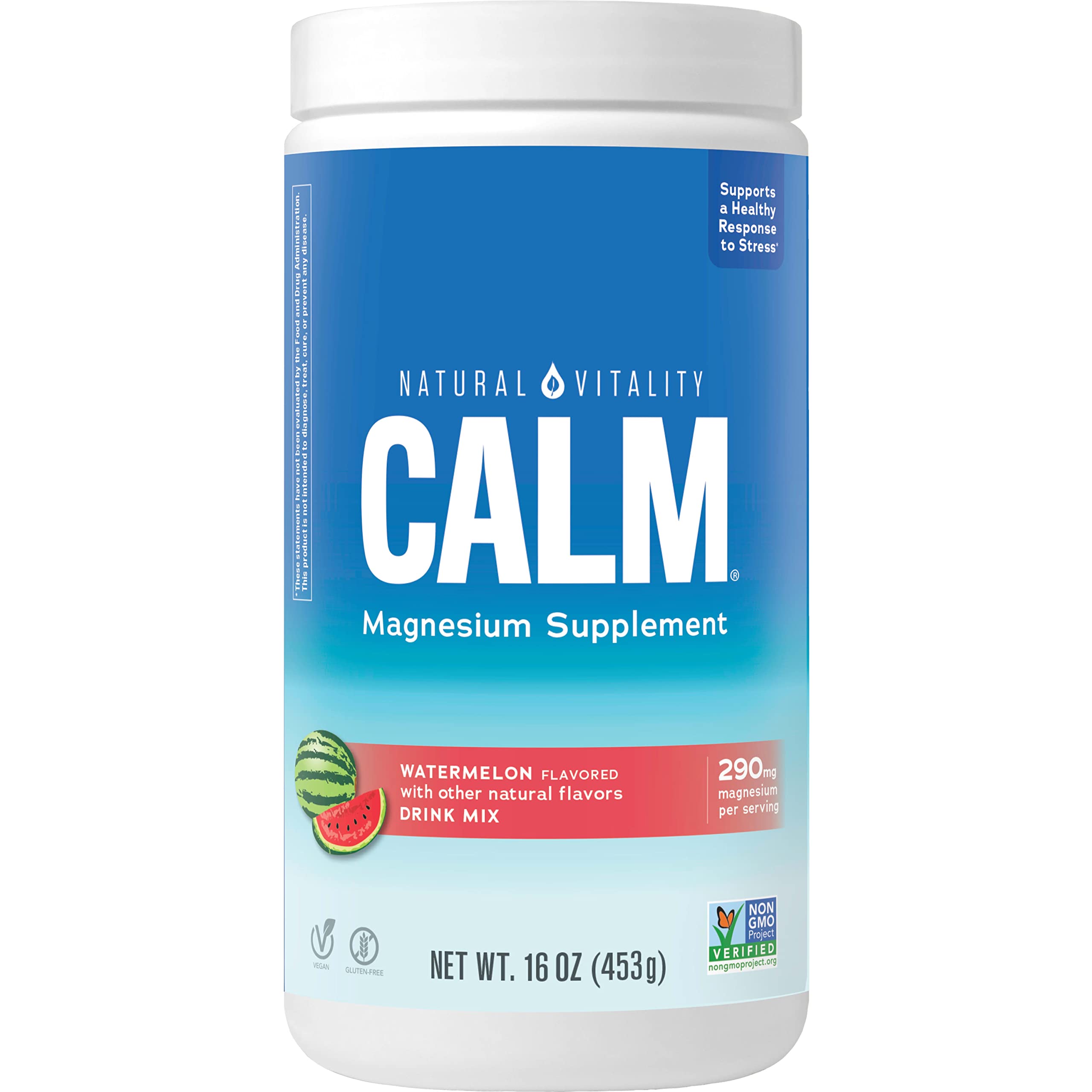 Natural Vitality Calm, Magnesium Citrate Supplement, Anti-Stress Drink Mix Powder, Gluten Free, Vegan, & Non-GMO, Orange, 16 oz
