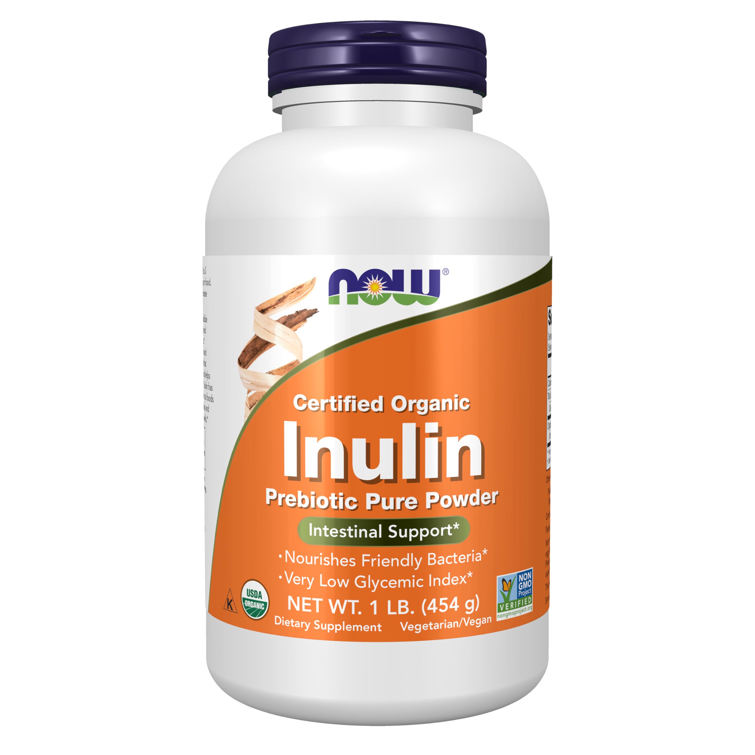 NOW Foods Supplements, Inulin Prebiotic Pure Powder, Certified Organic, Non-GMO Project Verified, Intestinal Support*, 8-Ounce
