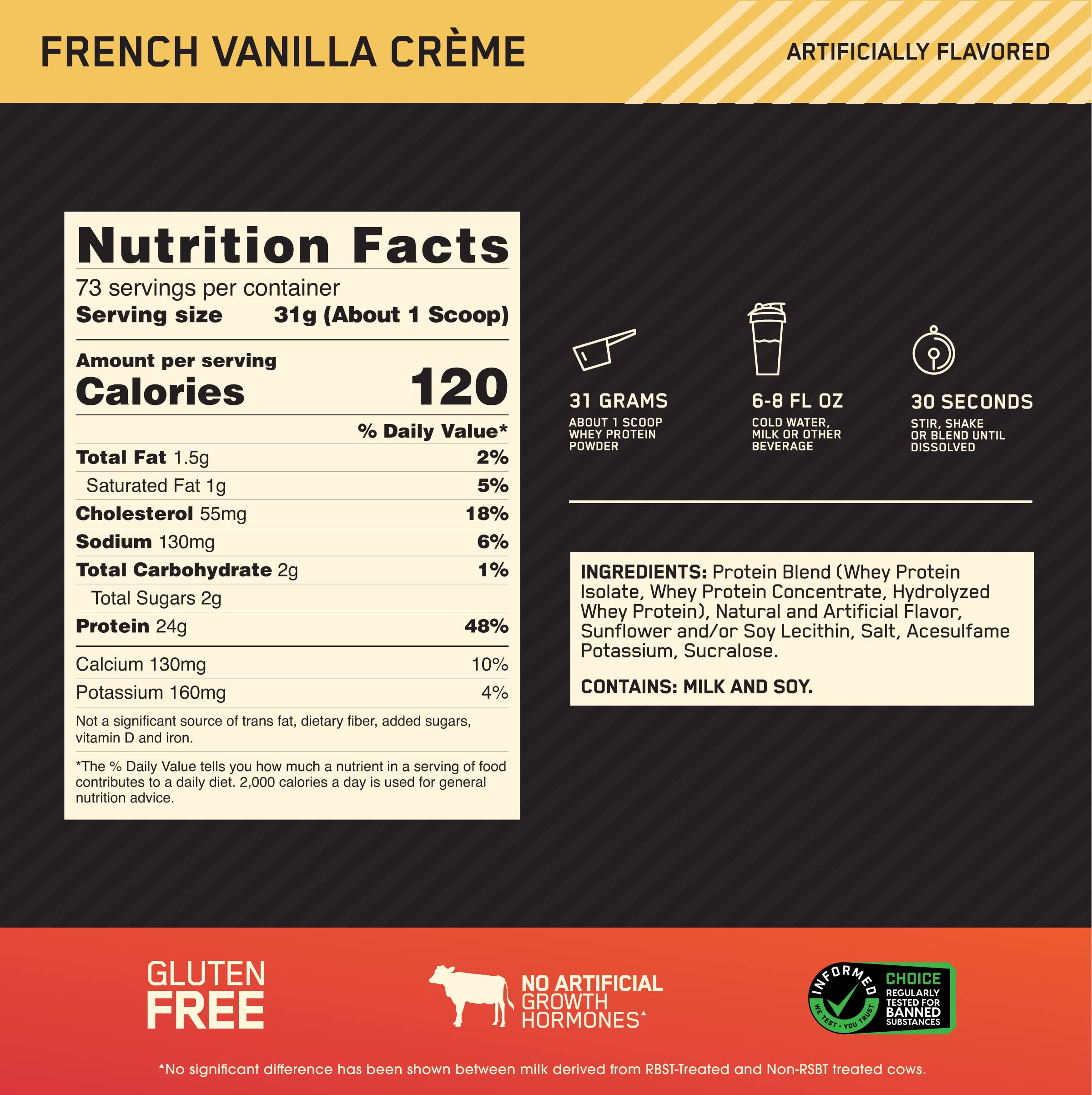 Optimum Nutrition Gold Standard 100% Whey Protein Powder, Double Rich Chocolate, 5 Pound (Packaging May Vary)