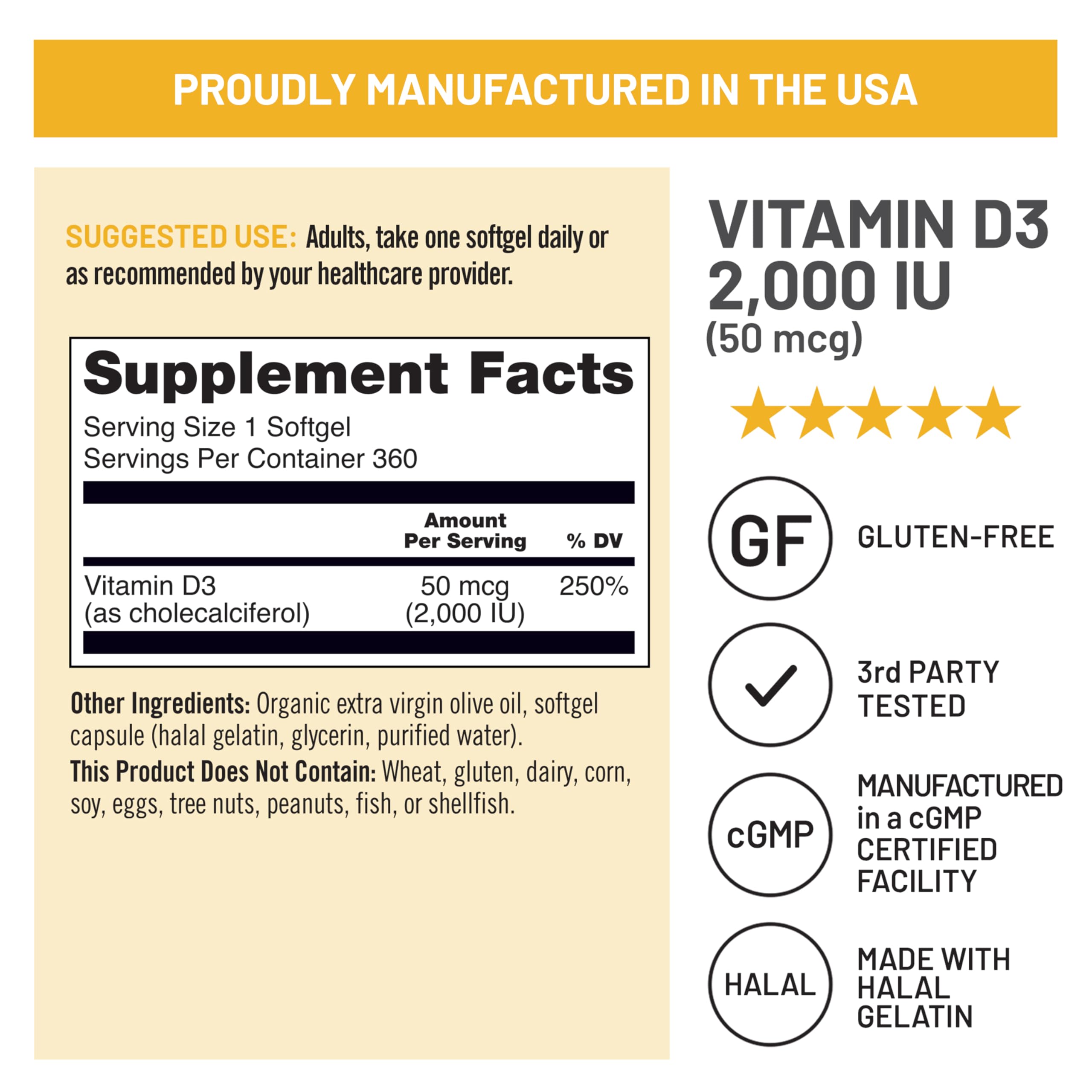 NatureWise Vitamin D3 5000iu (125 mcg) 1 Year Supply for Immune Support, Healthy Muscle Function, and Bone Health - Non-GMO, Gluten Free in Organic Extra Virgin Olive Oil, (Mini Softgel), 360 Count