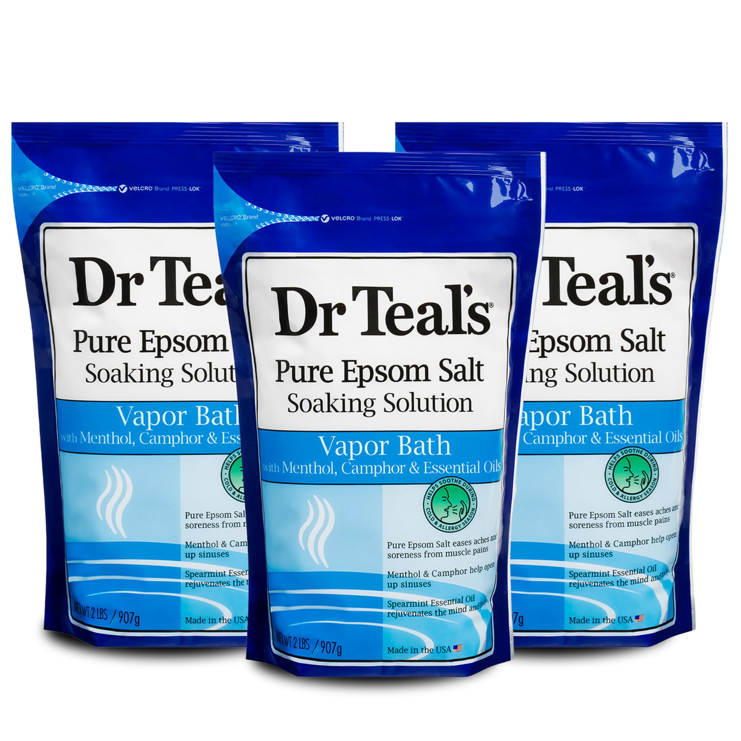Dr Teal's Epsom Salt Bath Soaking Solution, Eucalyptus and Lavender, 2 Count, 3lb Bags - 6lbs Total