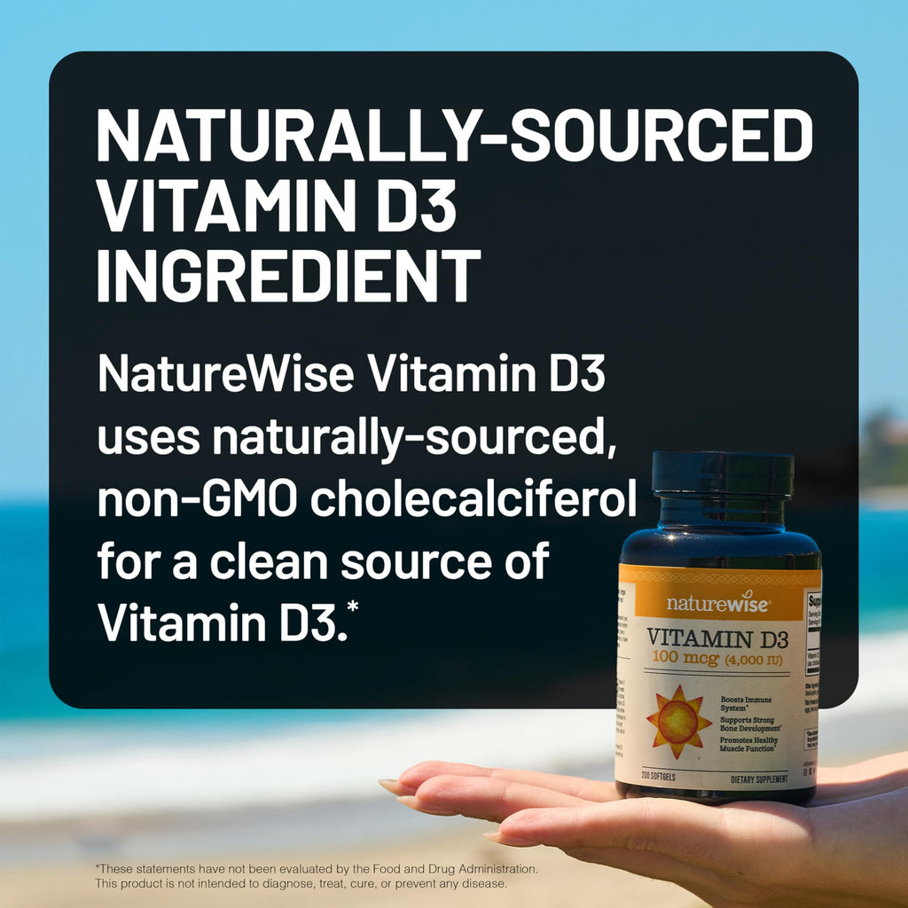 NatureWise Vitamin D3 5000iu (125 mcg) 1 Year Supply for Immune Support, Healthy Muscle Function, and Bone Health - Non-GMO, Gluten Free in Organic Extra Virgin Olive Oil, (Mini Softgel), 360 Count