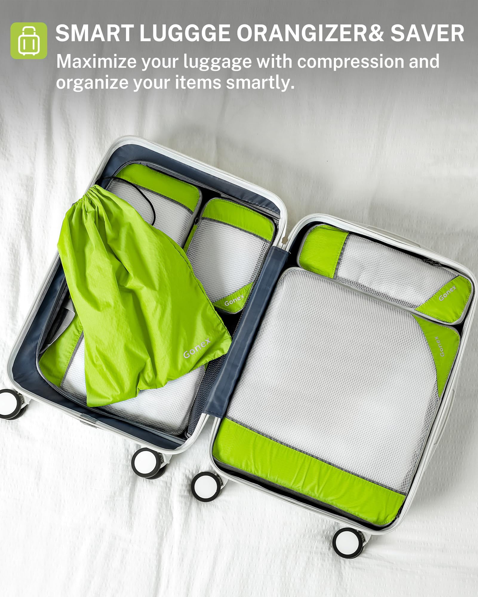 Compression Packing Cubes, Gonex Extensible Storage Mesh Bags Organizers