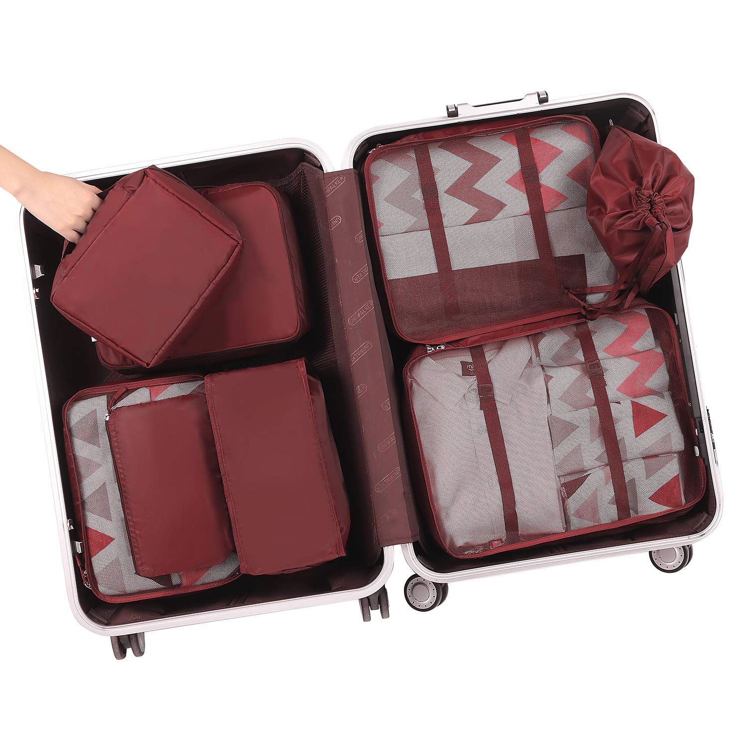 BAGAIL 8 Set Packing Cubes Luggage Packing Organizers for Travel Accessories-Cream