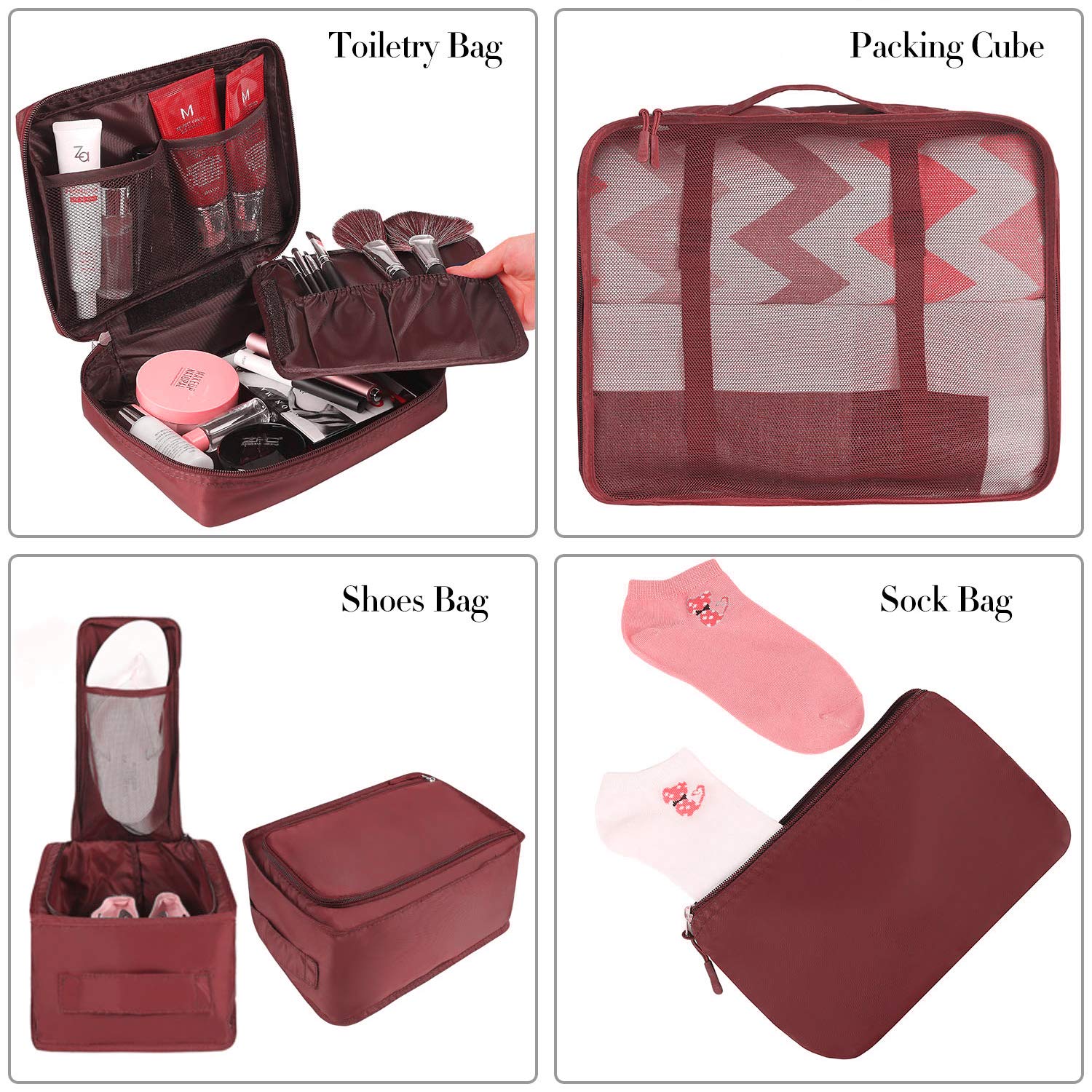 BAGAIL 8 Set Packing Cubes Luggage Packing Organizers for Travel Accessories-Cream