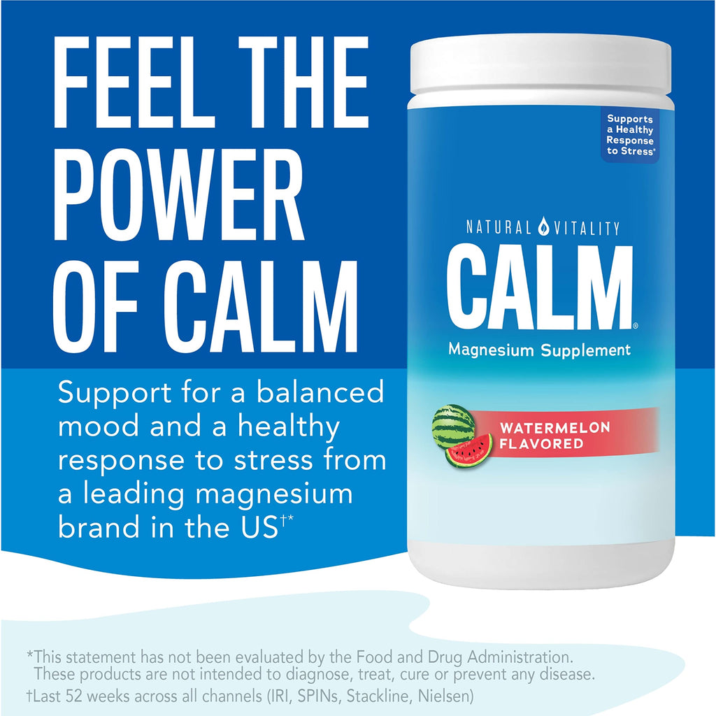 Natural Vitality Calm, Magnesium Citrate Supplement, Anti-Stress Drink Mix Powder, Gluten Free, Vegan, & Non-GMO, Orange, 16 oz