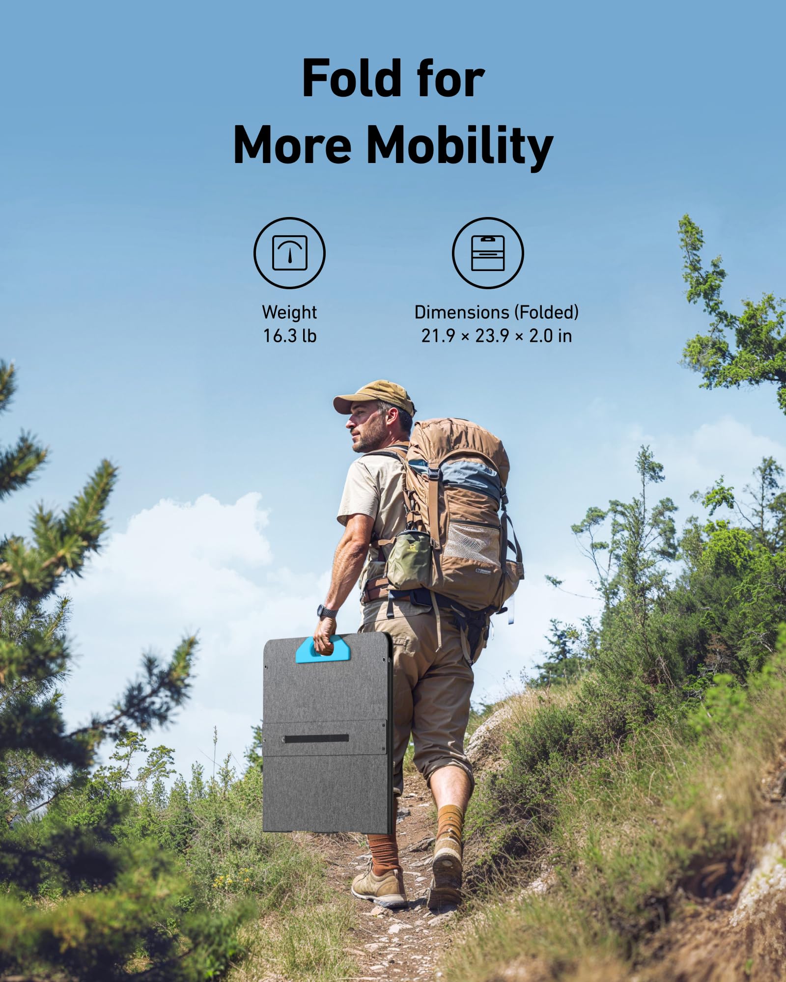 Anker SOLIX PS200 Solar Panel with Adjustable Kickstand, 200W Foldable Portable Solar Charger, IP67 Waterproof, 23% Higher Energy Conversion Efficiency, for Camping, RVs, and Blackouts