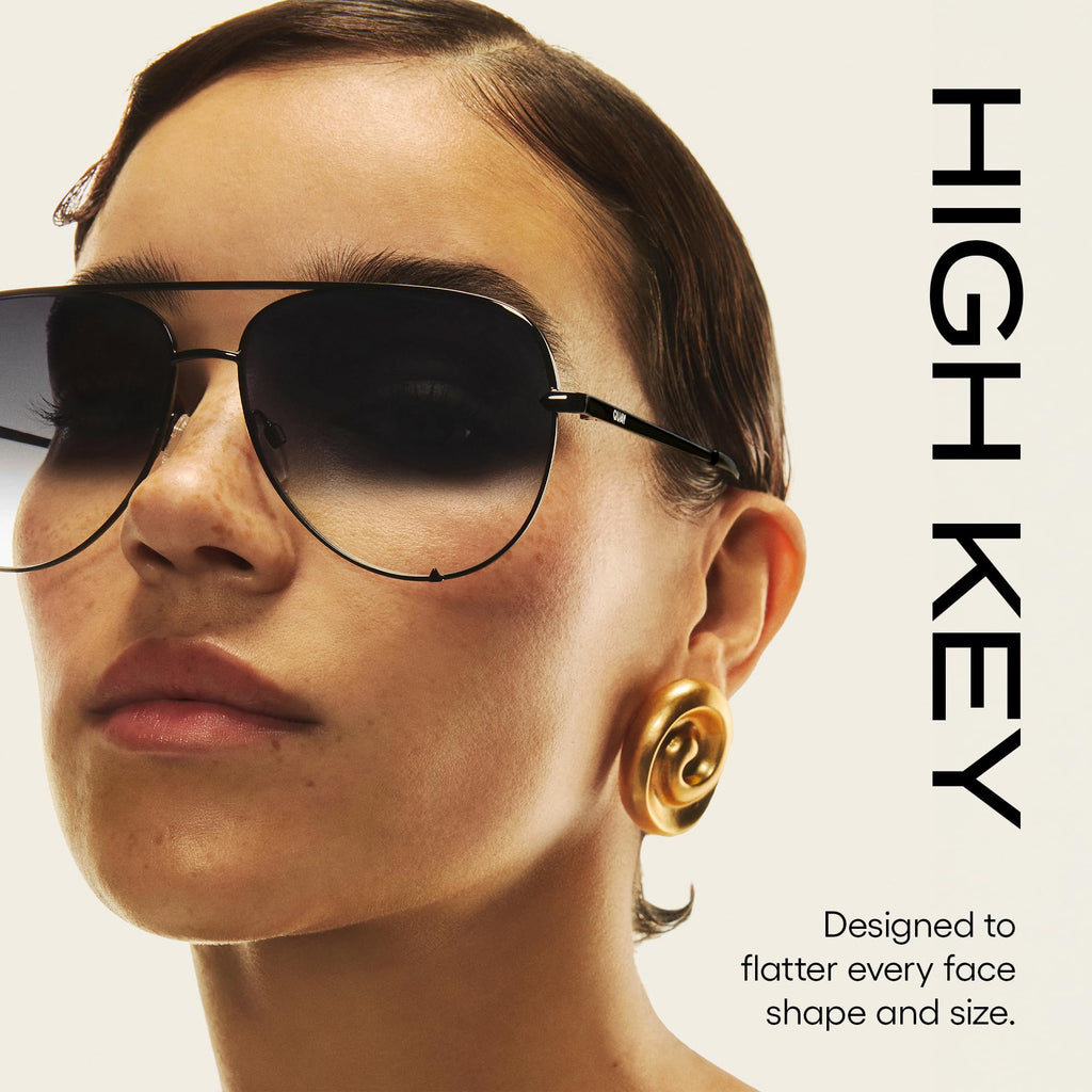 QUAY High Key Polarized Aviator Sunglasses, Oversized, Stylish Sunglasses with UV Protection, Unisex Aviators for Men & Women