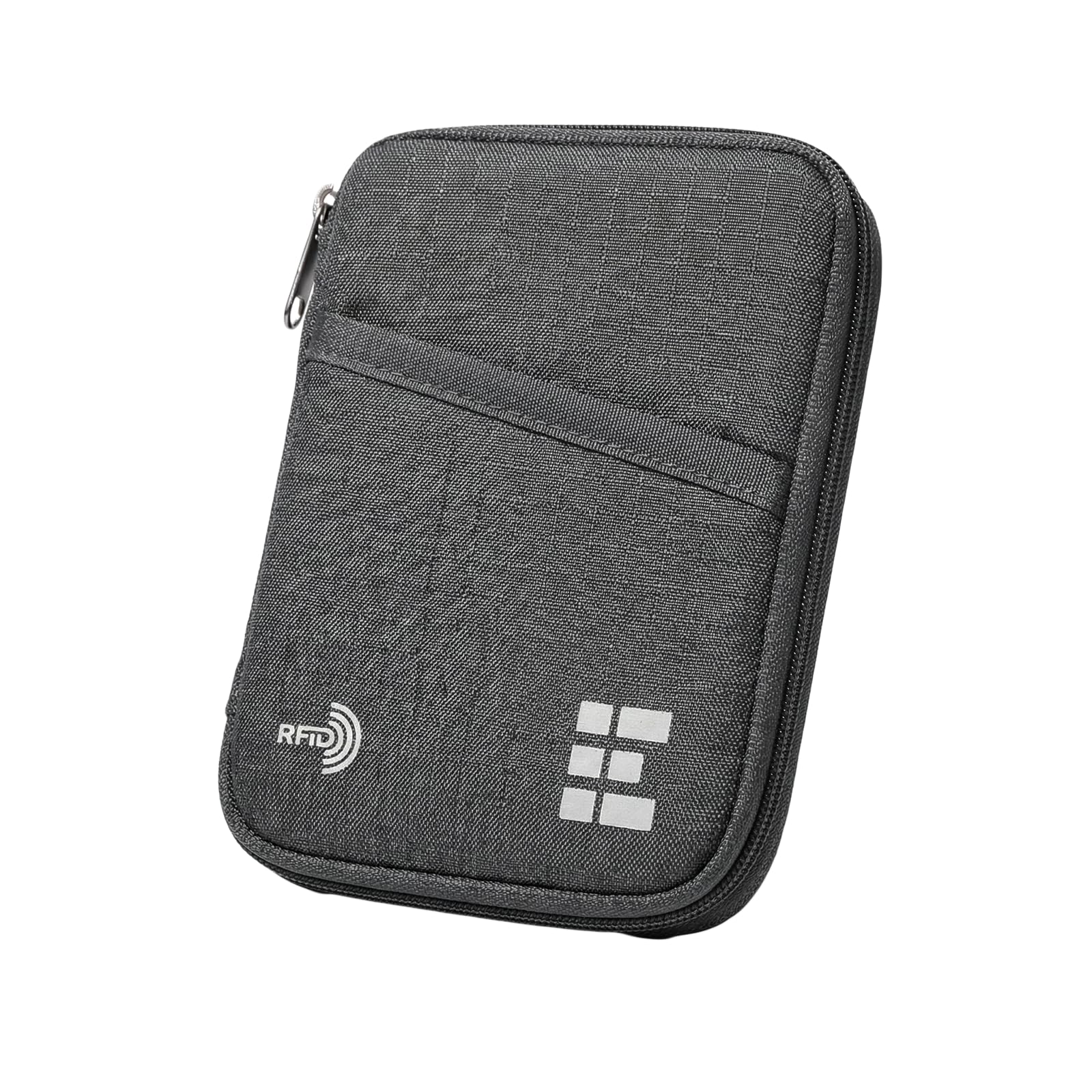 Zero Grid RFID Passport Holder & Travel Wallet, Zippered Wallet for Men & Women, Fits Passport, Cards, Cash, Tickets, ID, Sim Card; Premium & Compact Travel Document Holder - Midnight Black