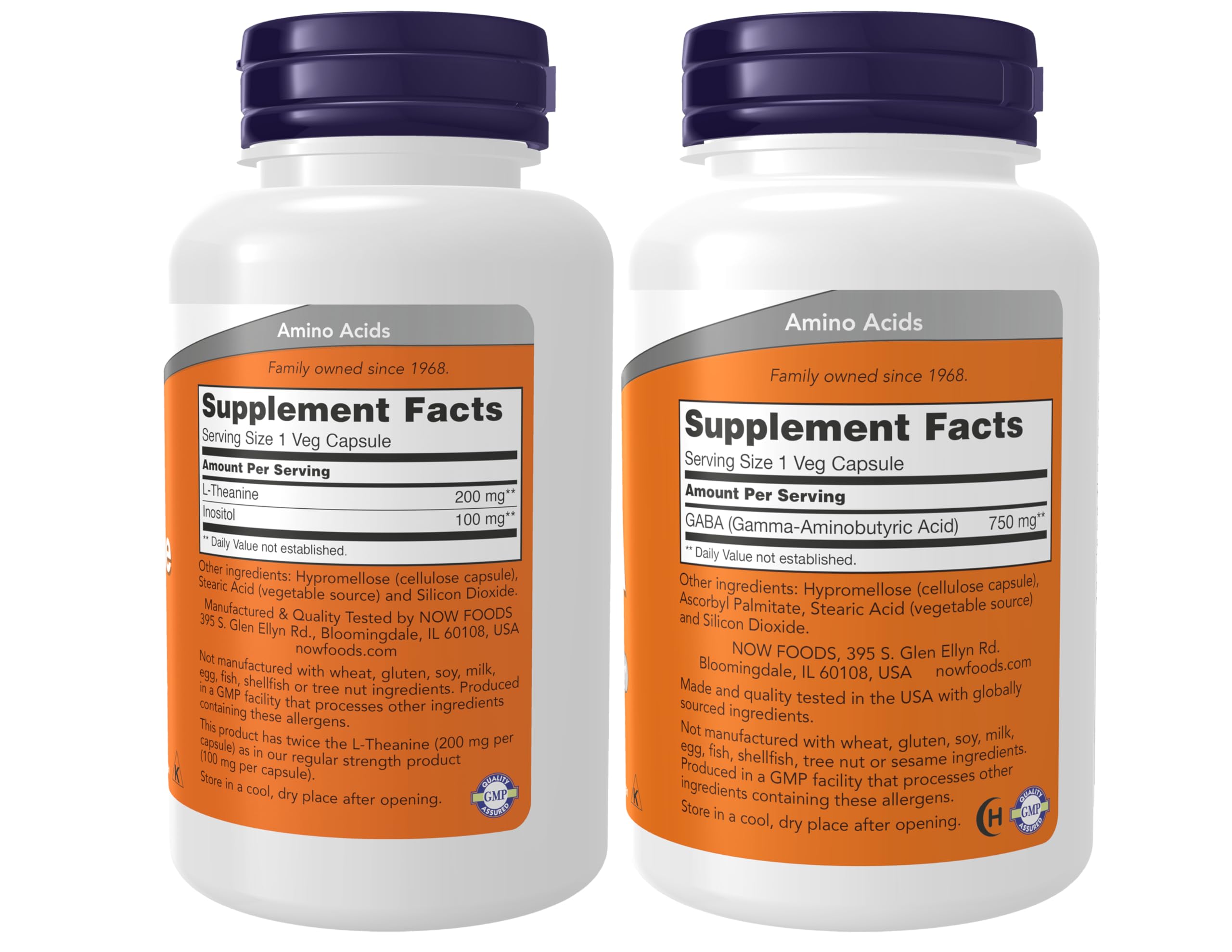 NOW Foods Supplements, L-Theanine 200 mg with Inositol, Stress Management*, 60 Veg Capsules
