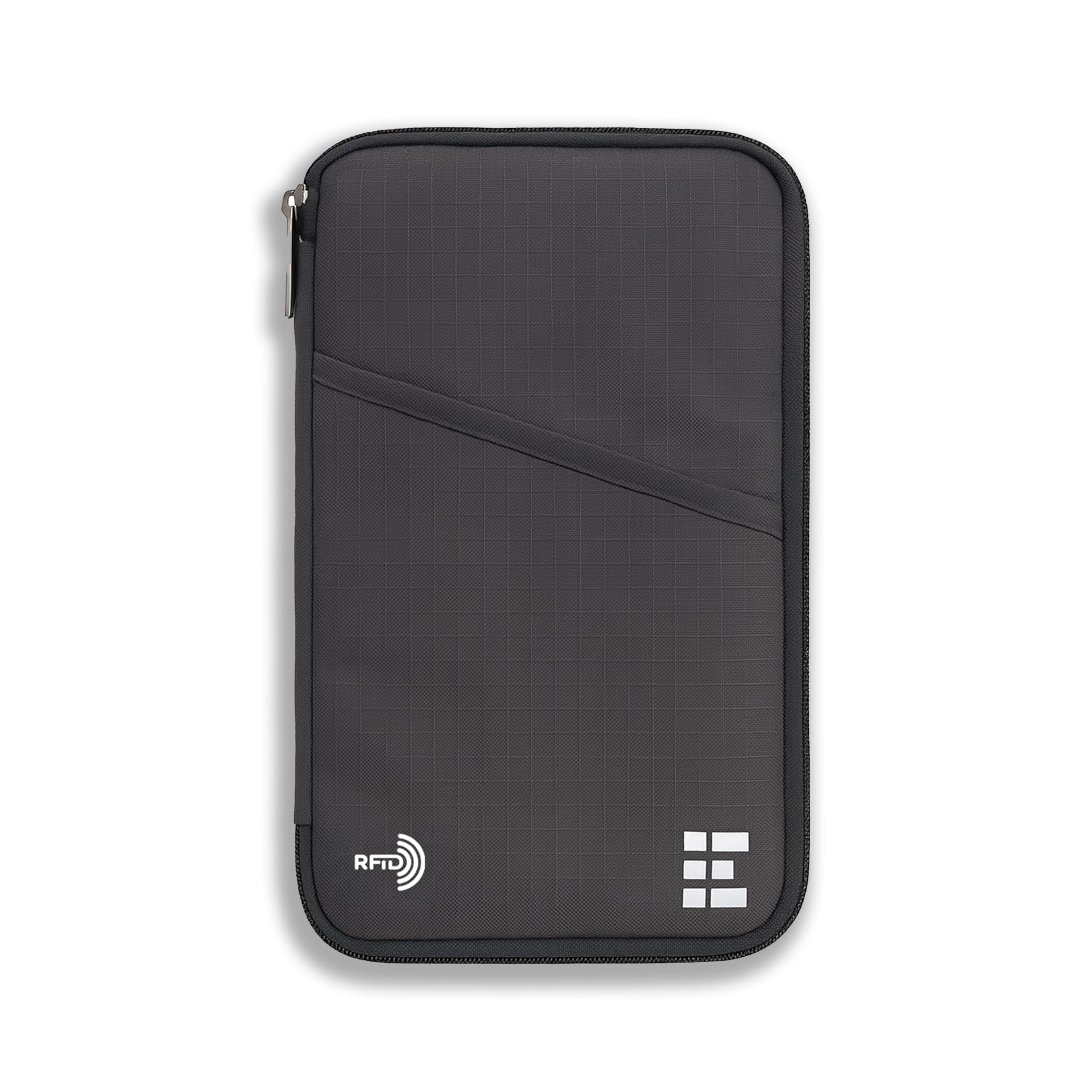 Zero Grid RFID Passport Holder & Travel Wallet, Zippered Wallet for Men & Women, Fits Passport, Cards, Cash, Tickets, ID, Sim Card; Premium & Compact Travel Document Holder - Midnight Black