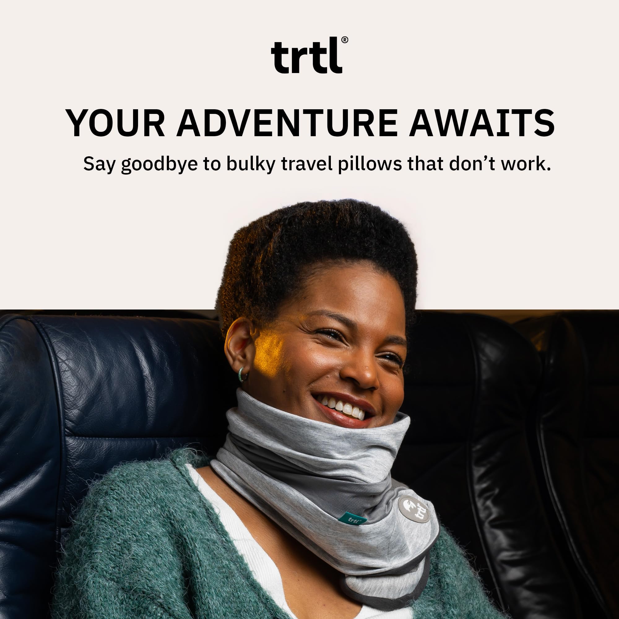 trtl Pillow Plus - Airplane Neck Pillow for Traveling - Height-Adjustable, Breathable Travel Pillow for Head and Neck Support While on Planes, Cars, and Trains - Machine Washable