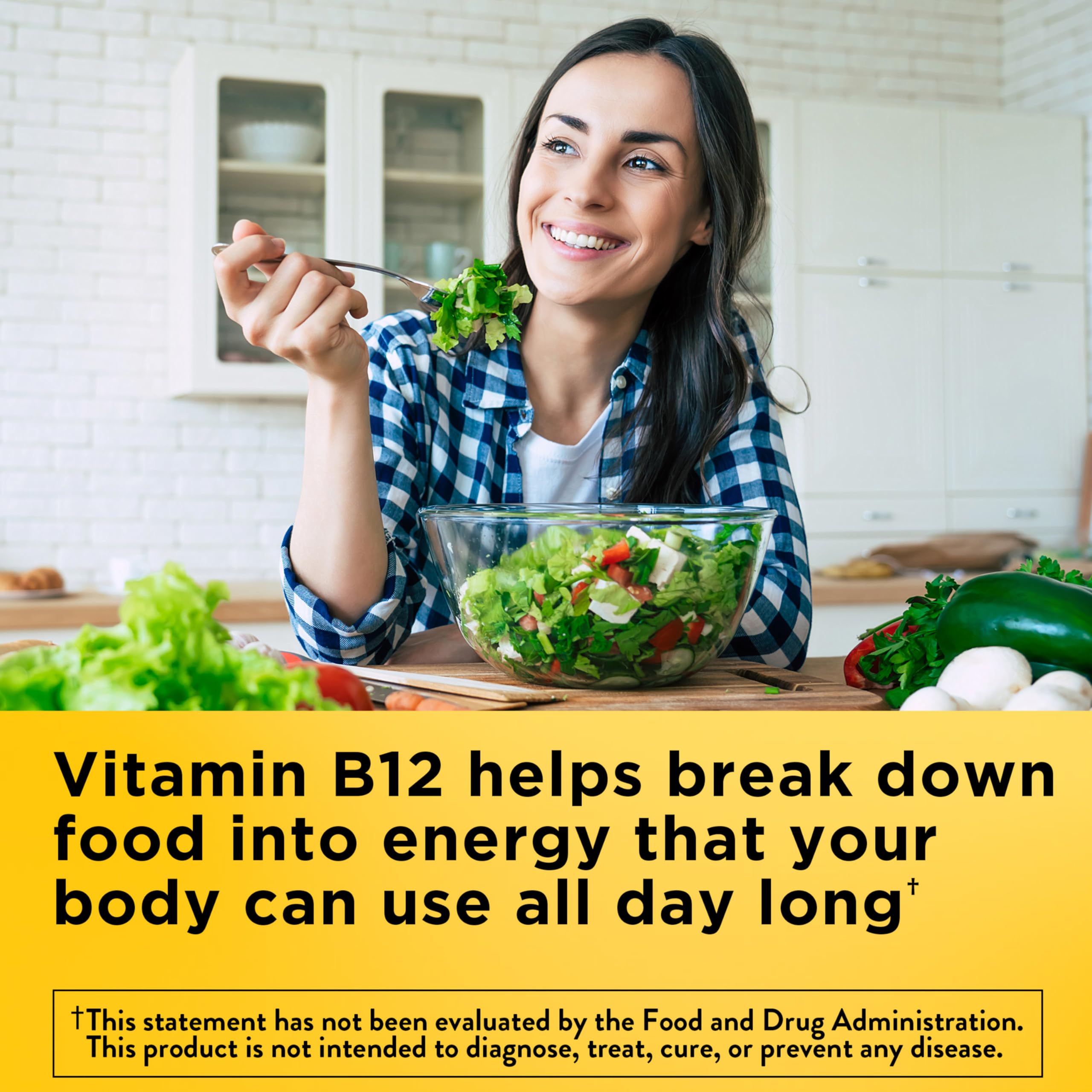Nature Made Vitamin B12 1000 mcg, Easy to Take Vitamin B12 Sublingual Tablets for Energy Metabolism Support, 50 Sugar Free Fast Dissolve Tablets, 50 Day Supply