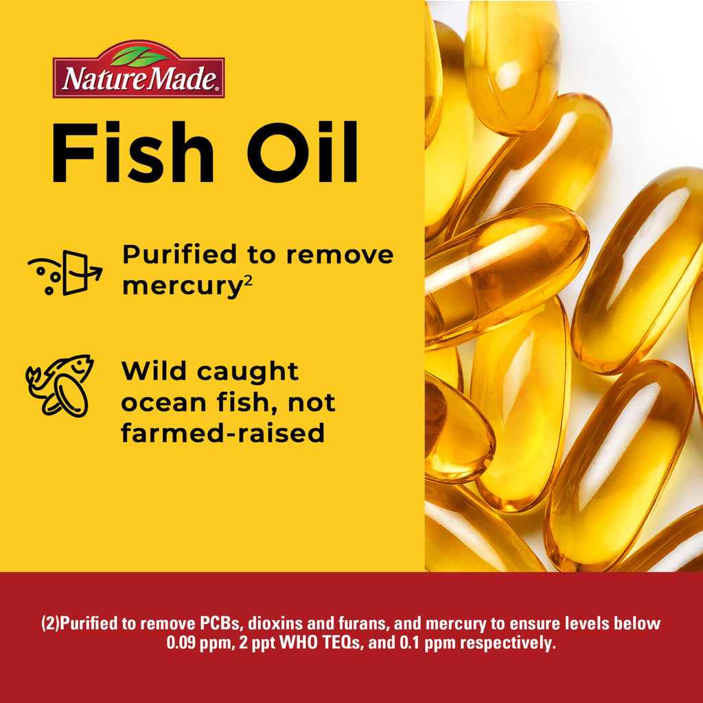 Nature Made Fish Oil Omega 3 Supplements, 1200 mg Softgels, Omega 3 Fish Oil for Healthy Heart Support, 230 Softgels, 115 Day Supply