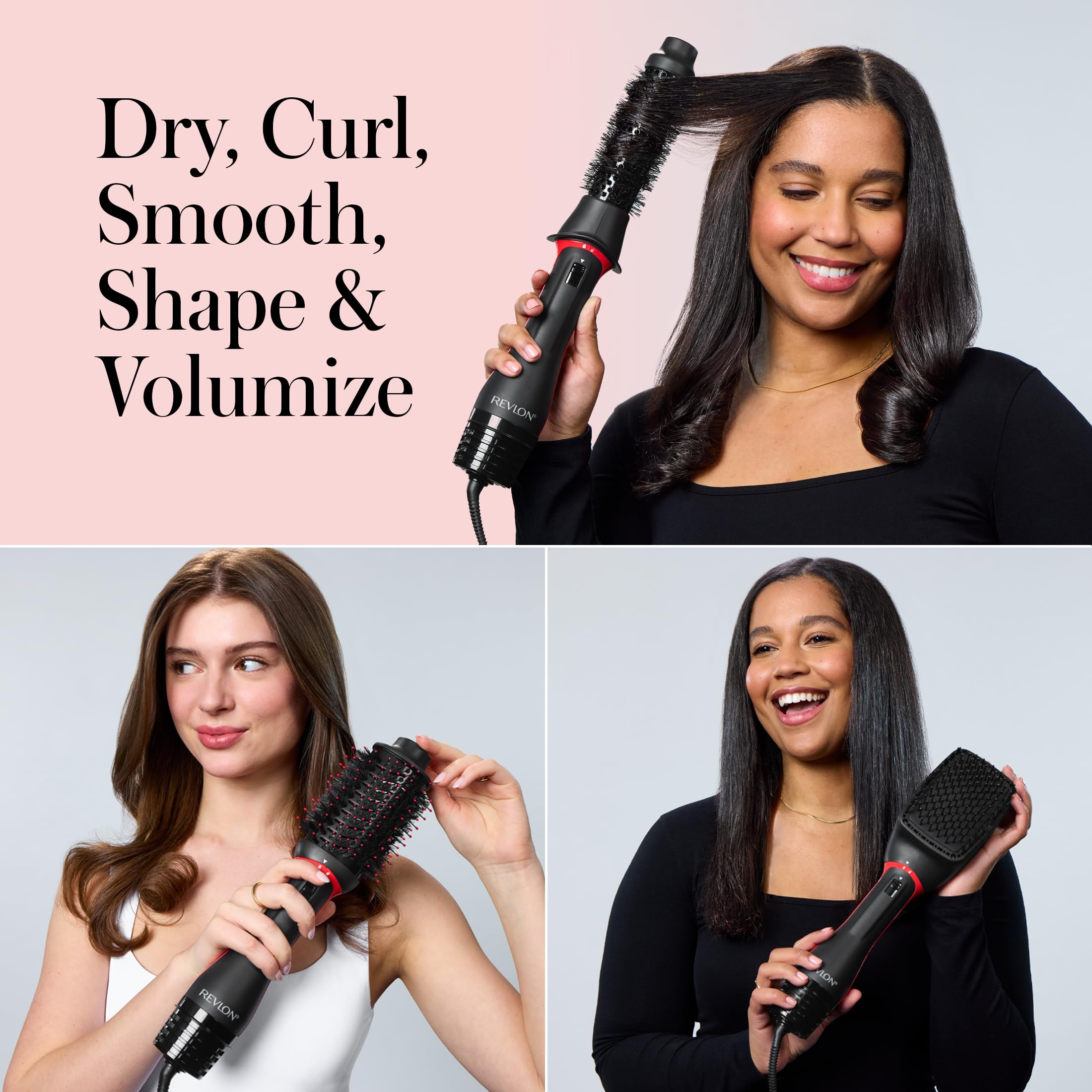 REVLON One Step Volumizer Plus Hair Dryer and Styler | More Volume, Less Damage, and More Styling Control for Easy and Fast Salon-Style Blowouts, Plus Travel Friendly (Black)