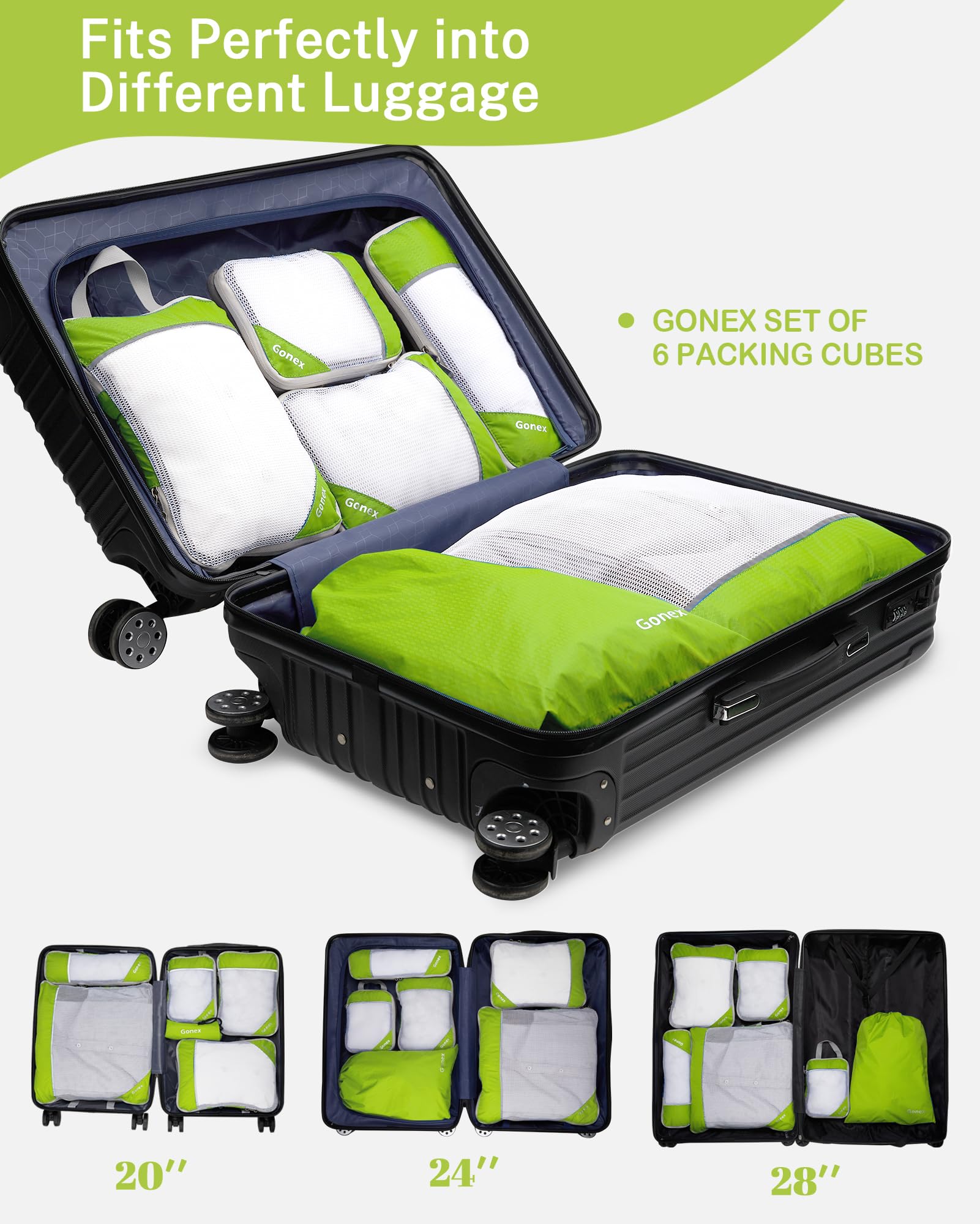 Compression Packing Cubes, Gonex Extensible Storage Mesh Bags Organizers