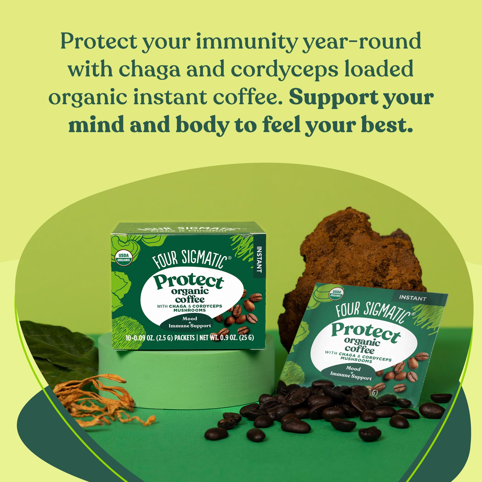Four Sigmatic Original Mushroom Coffee | High Dose Lion's Mane, Chaga, Turkey Tail, Cordyceps and Reishi | Energy, Focus & Immune Support | 30 Servings