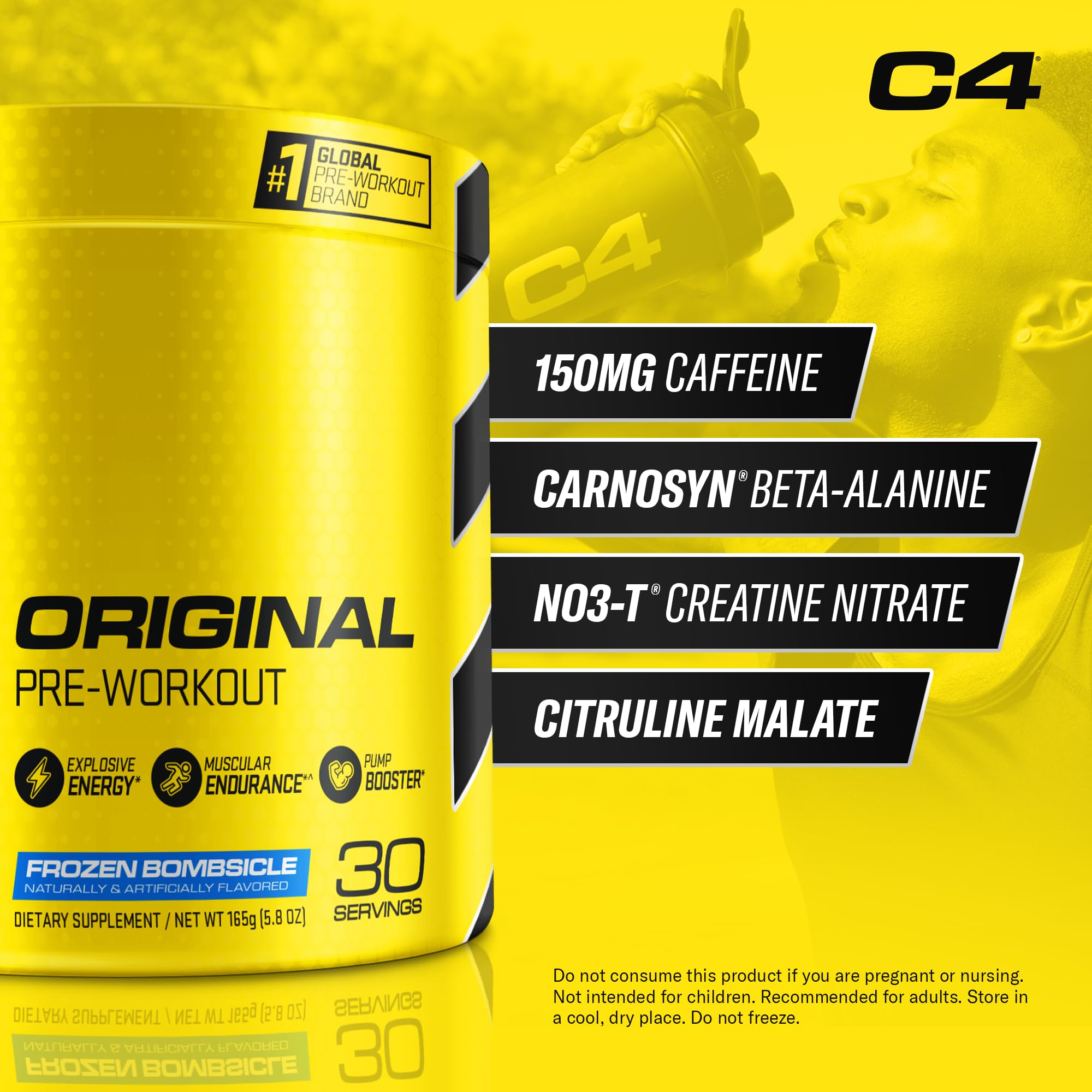 Cellucor C4 Original Pre Workout Powder Cherry Limeade | Vitamin C for Immune Support | Sugar Free Preworkout Energy for Men & Women | 150mg Caffeine + Beta Alanine + Creatine | 30 Servings