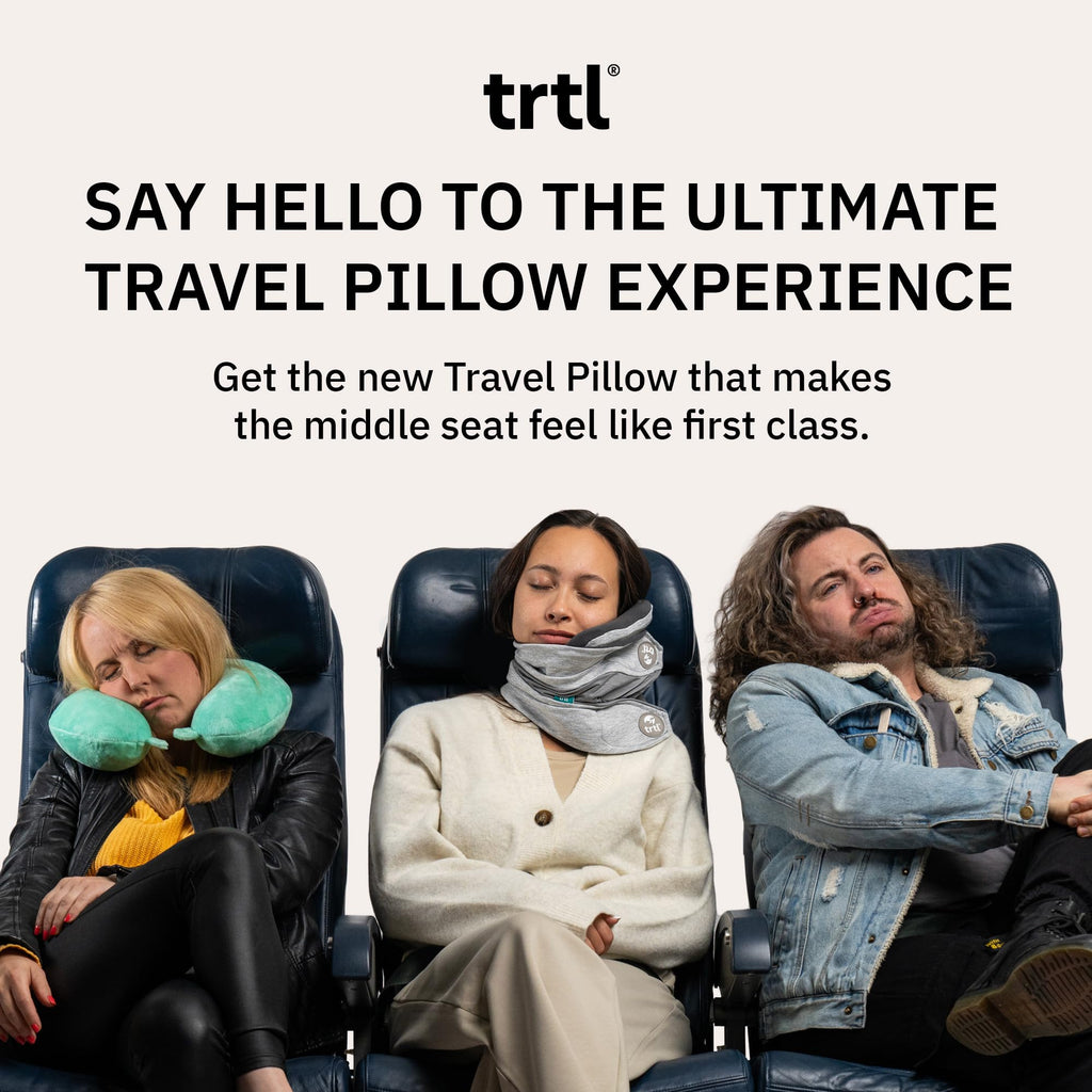 trtl Pillow Plus - Airplane Neck Pillow for Traveling - Height-Adjustable, Breathable Travel Pillow for Head and Neck Support While on Planes, Cars, and Trains - Machine Washable