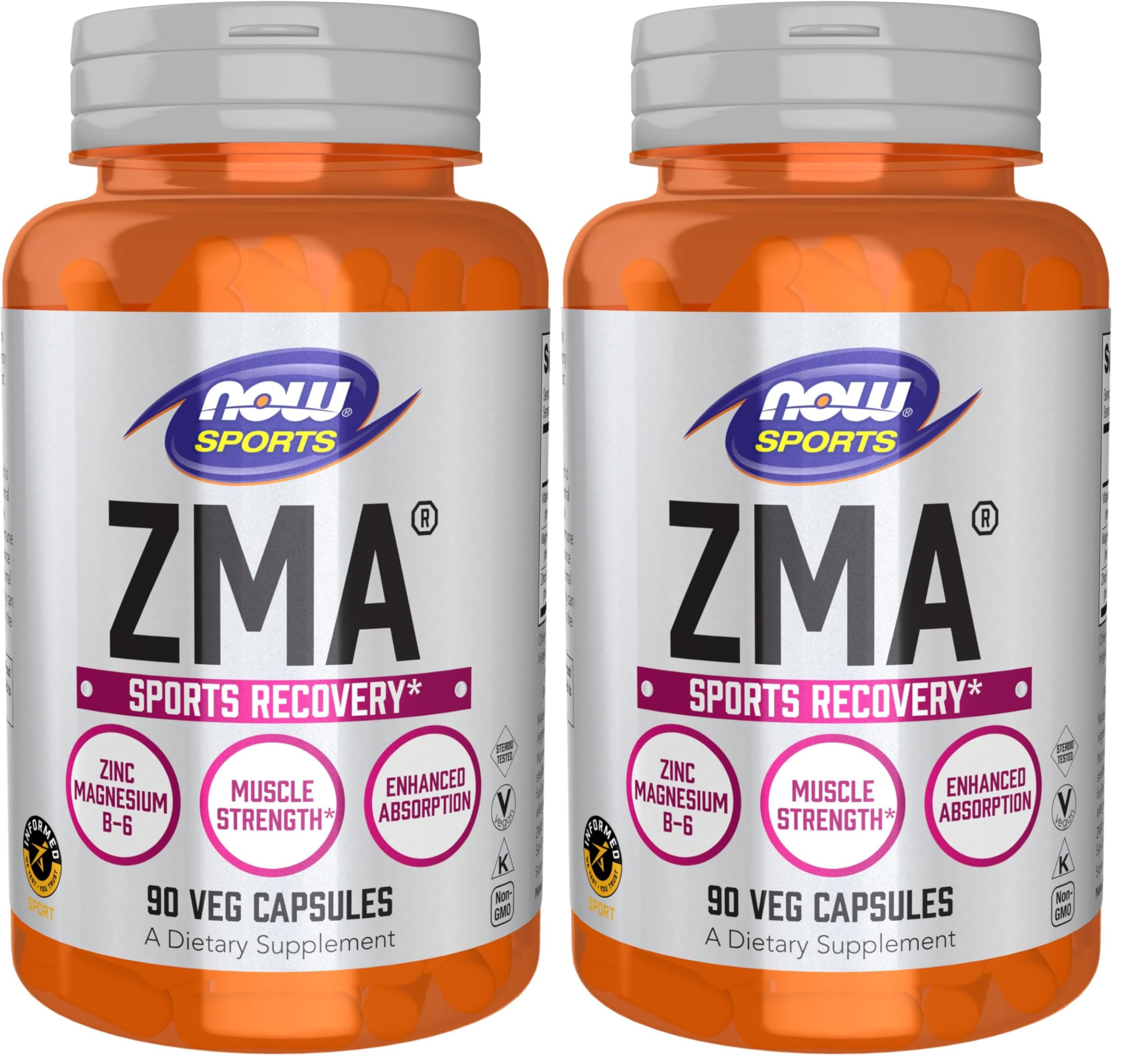 NOW Foods Sports Nutrition, ZMA (Zinc, Magnesium and Vitamin B-6), Enhanced Absorption, Sports Recovery*, 90 Capsules