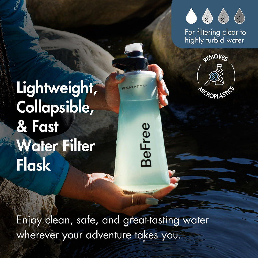 Katadyn BeFree 1.0L Ultralight Collapsible Water Filter Bottle for Hiking, Camping, Backpacking