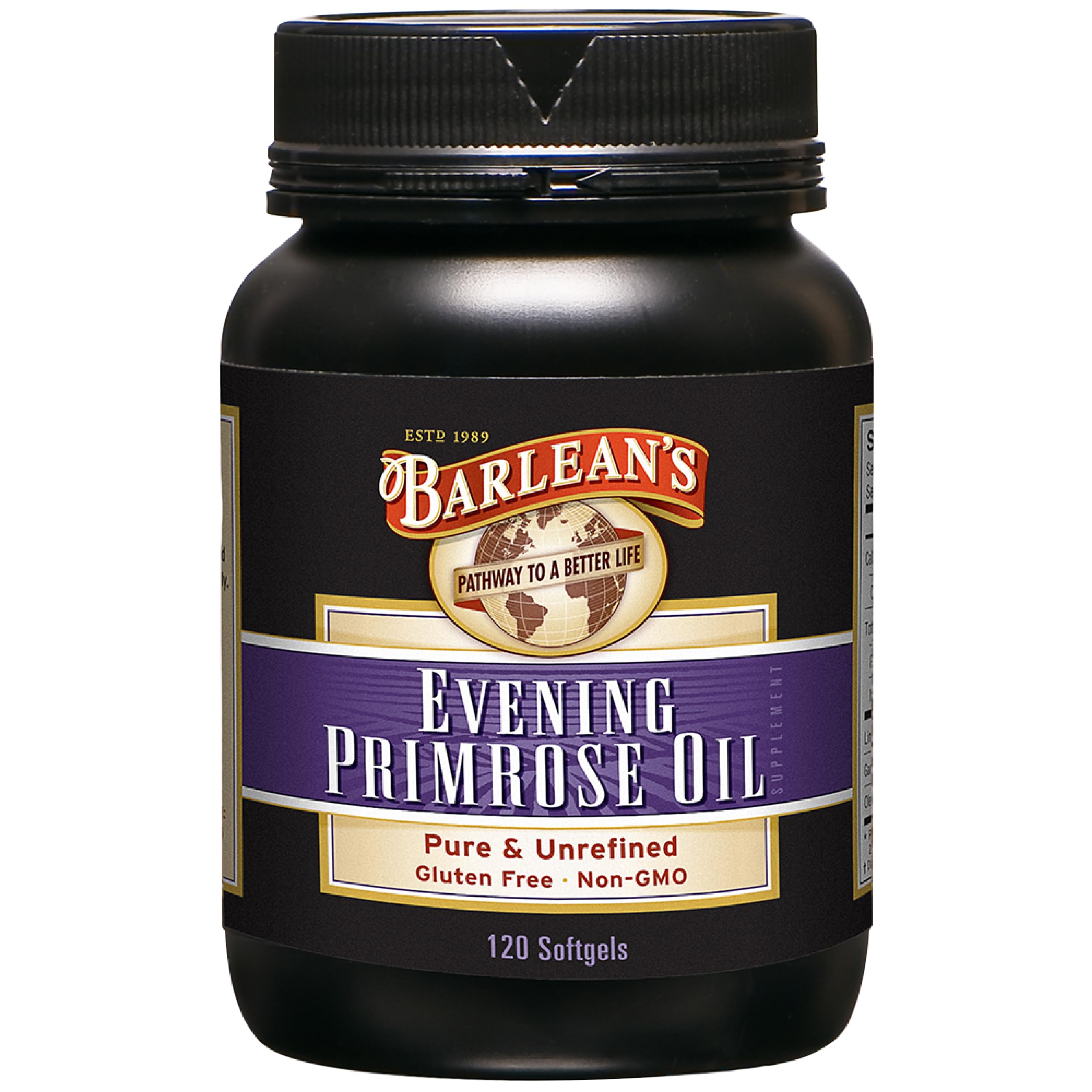 Barlean's Evening Primrose Oil Capsules, GLA Supplement for Men and Women, Healthy Skin, Immune Support and Bone Strength 1300mg Softgels, 120 Count