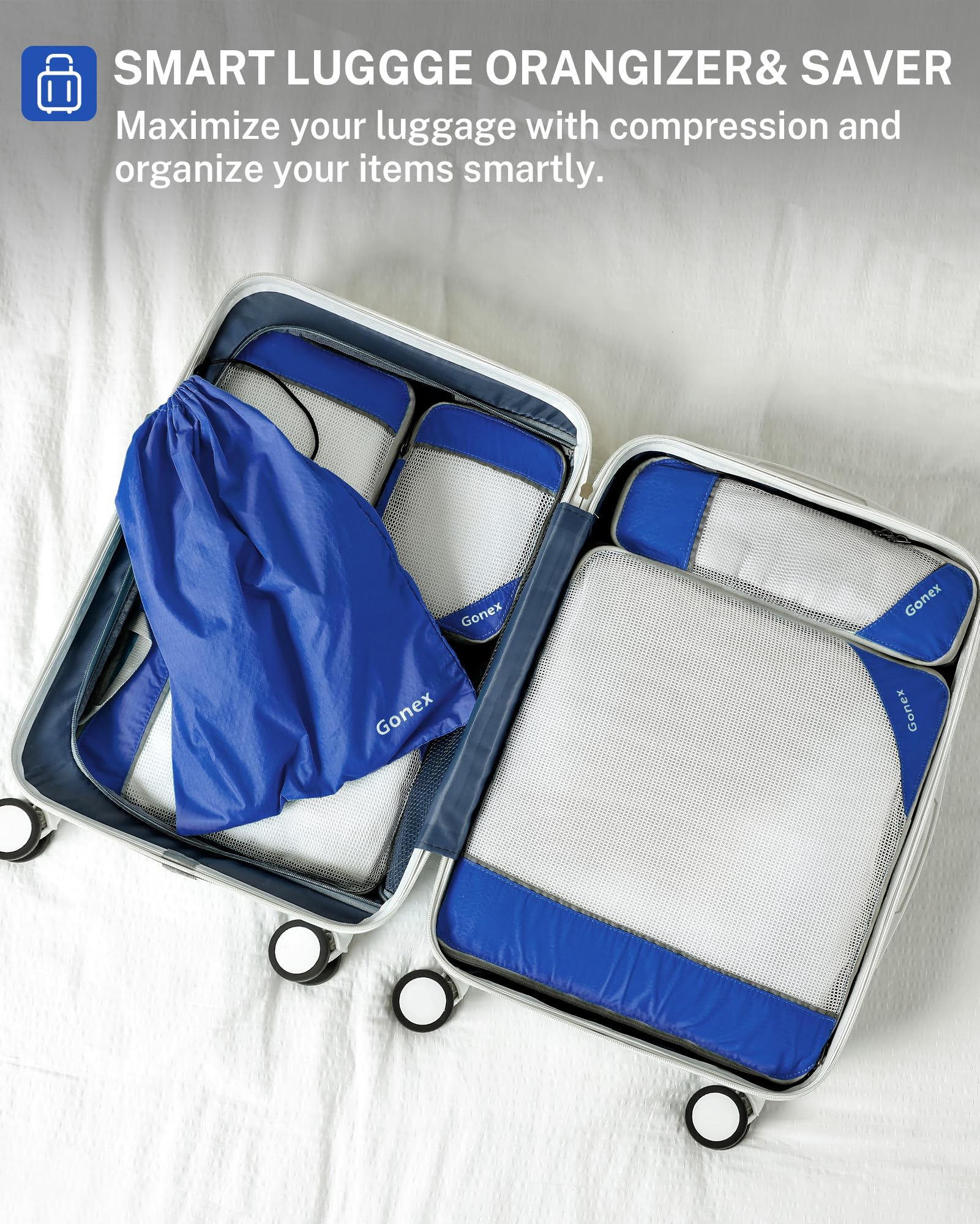 Compression Packing Cubes, Gonex Extensible Storage Mesh Bags Organizers