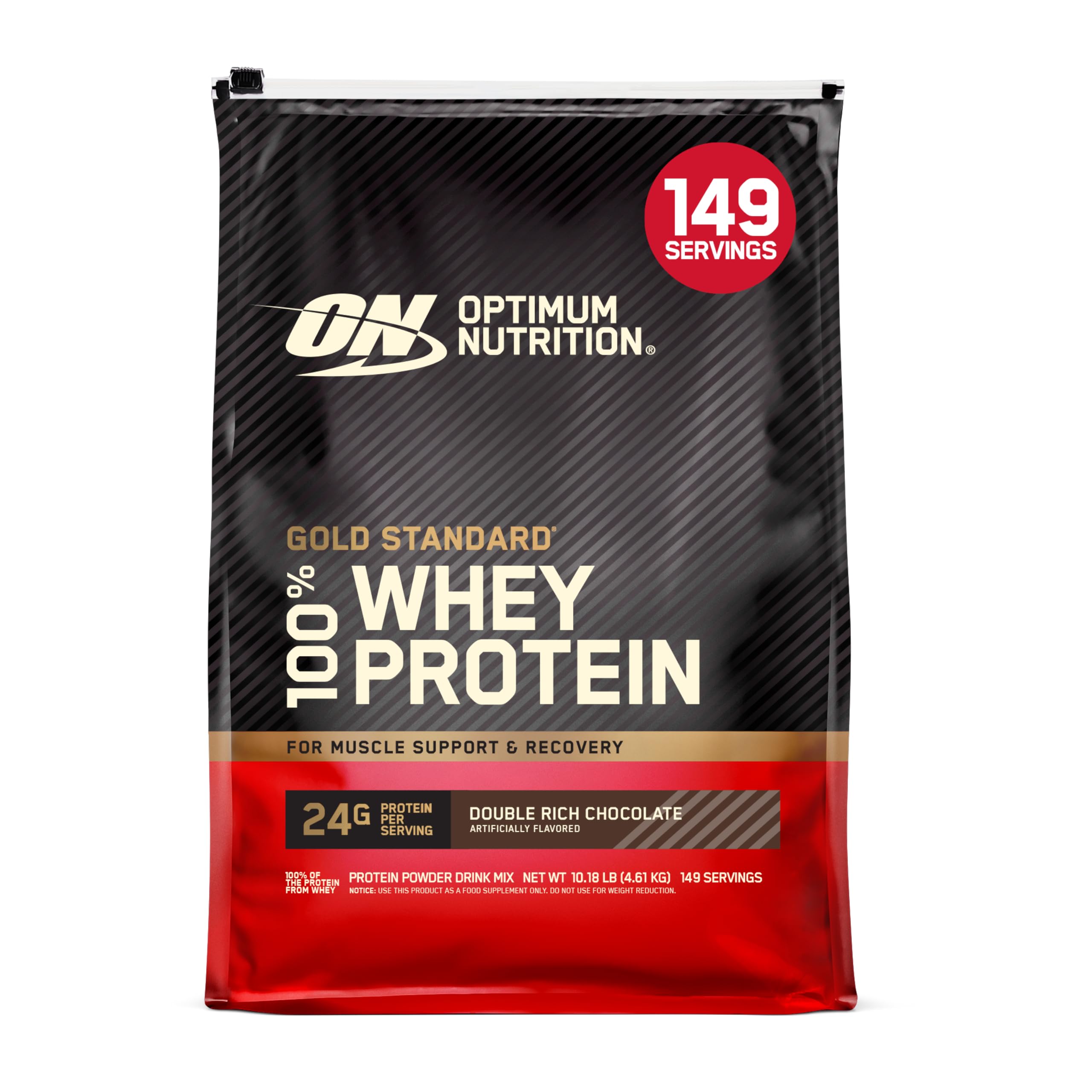 Optimum Nutrition Gold Standard 100% Whey Protein Powder, Double Rich Chocolate, 5 Pound (Packaging May Vary)